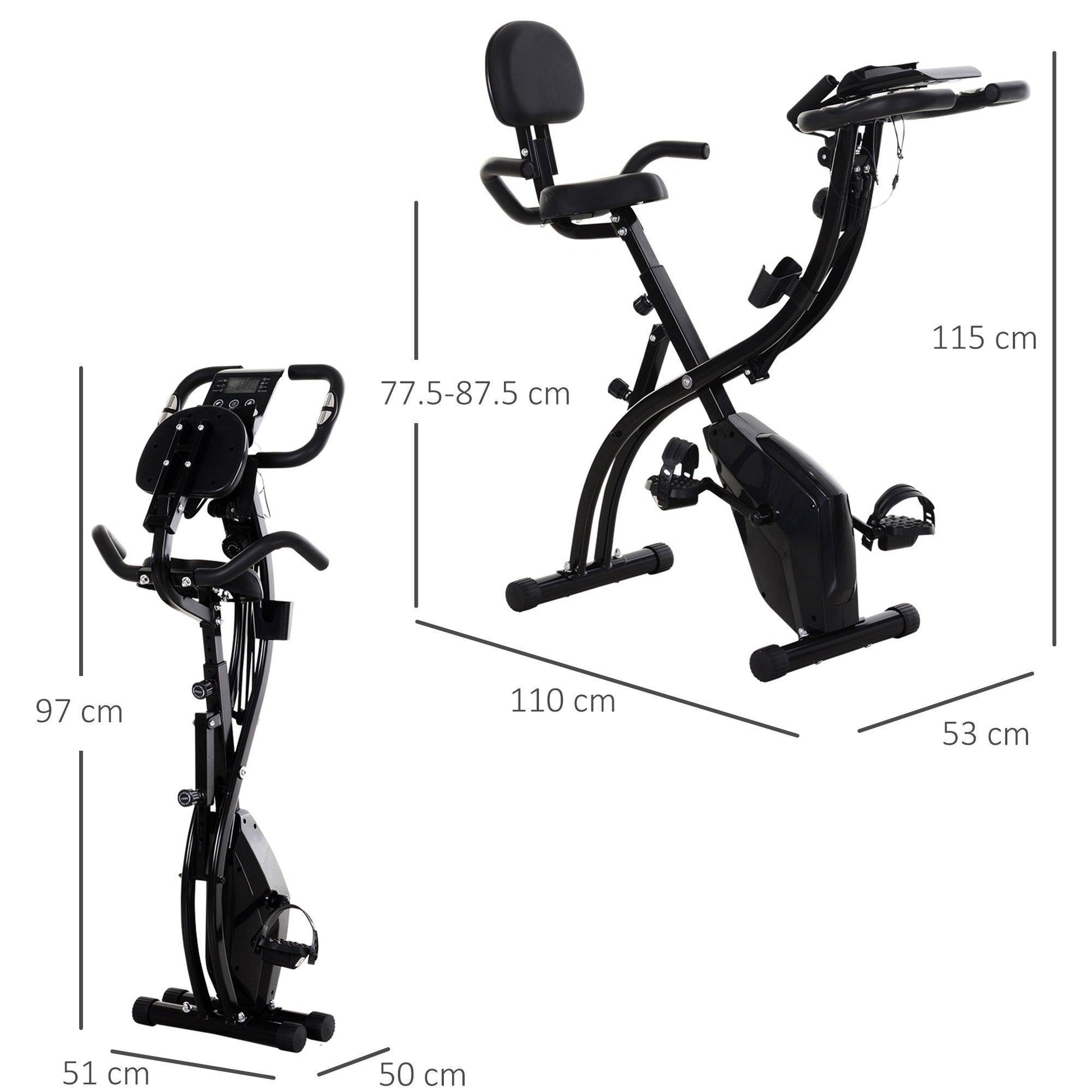 HOMCOM Foldable Exercise Bike: Recumbent 8-Level Magnetic Resistance - ALL4U RETAILER LTD