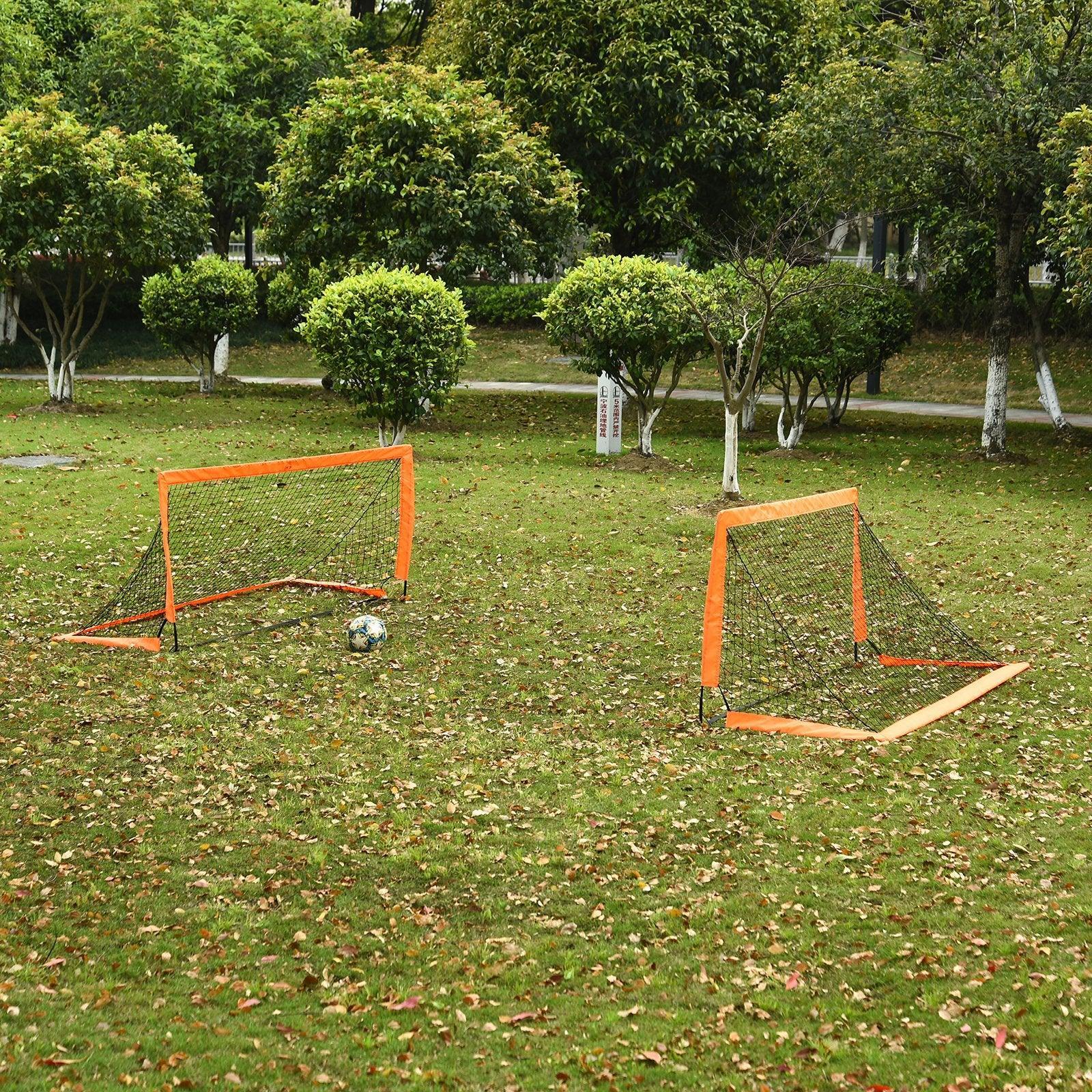 HOMCOM Foldable Football Goal - Orange - ALL4U RETAILER LTD