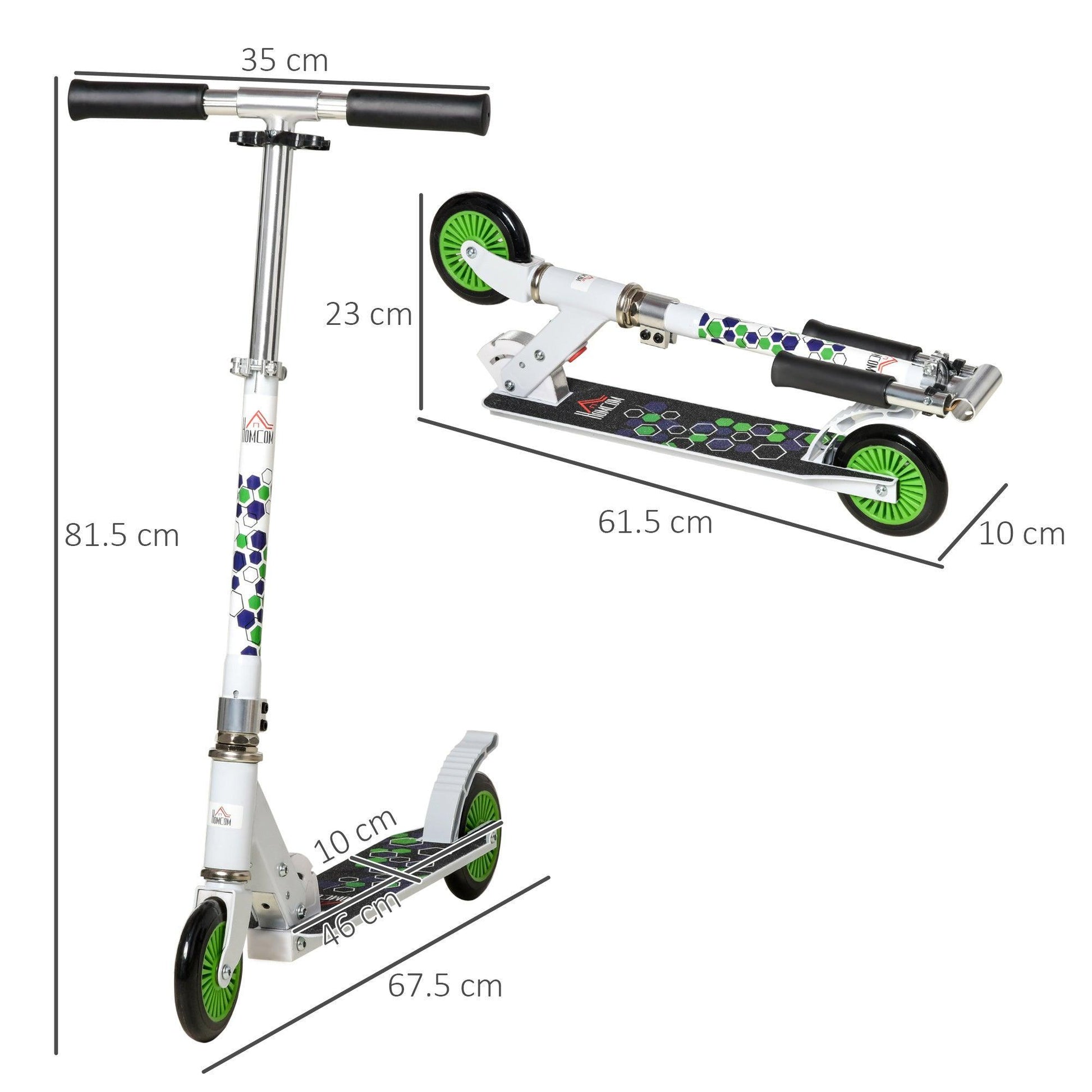 HOMCOM Foldable Kick Scooter for Kids: Adjustable Height, White - ALL4U RETAILER LTD