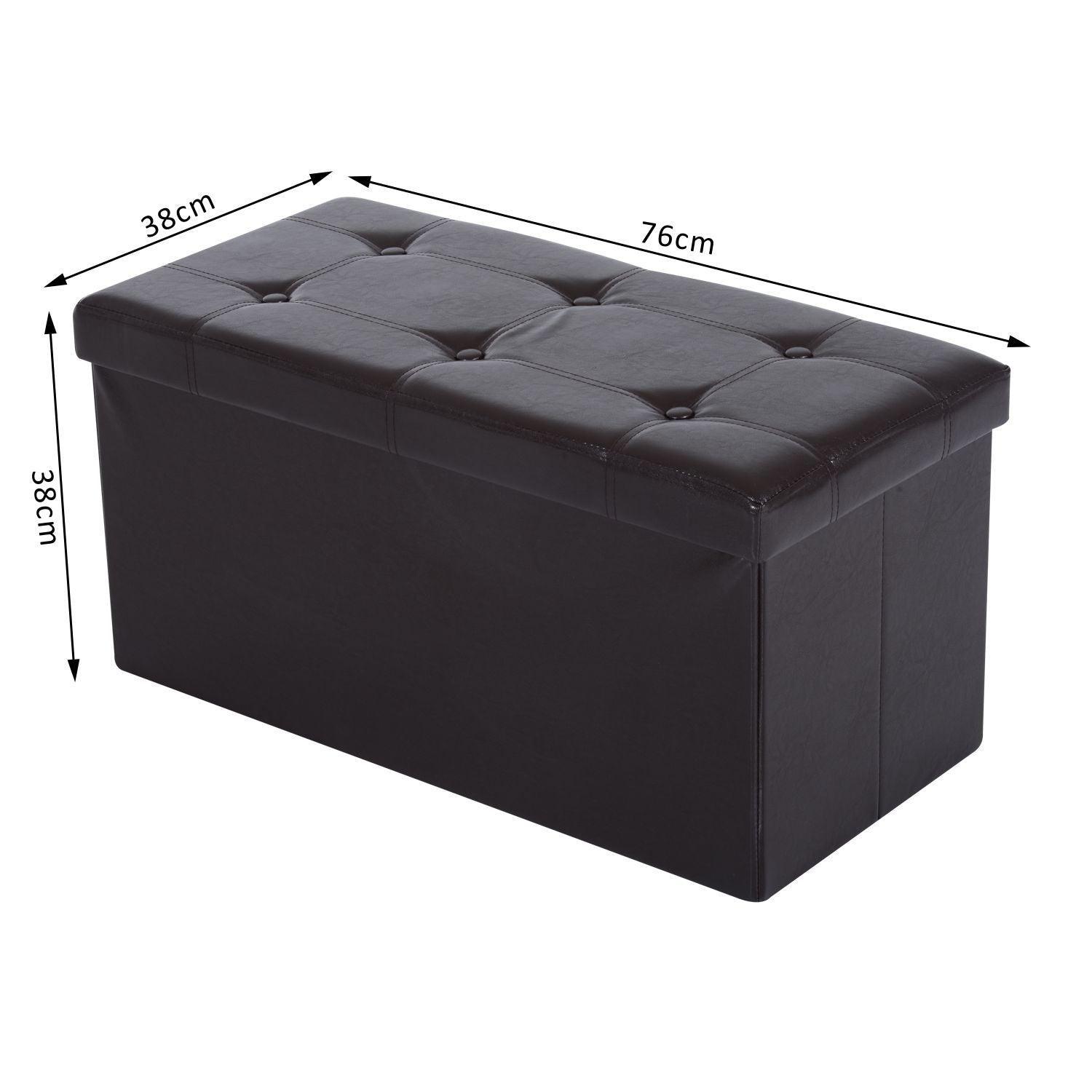 HOMCOM Foldable Ottoman Bench Seat Storage Cube (Brown) - ALL4U RETAILER LTD