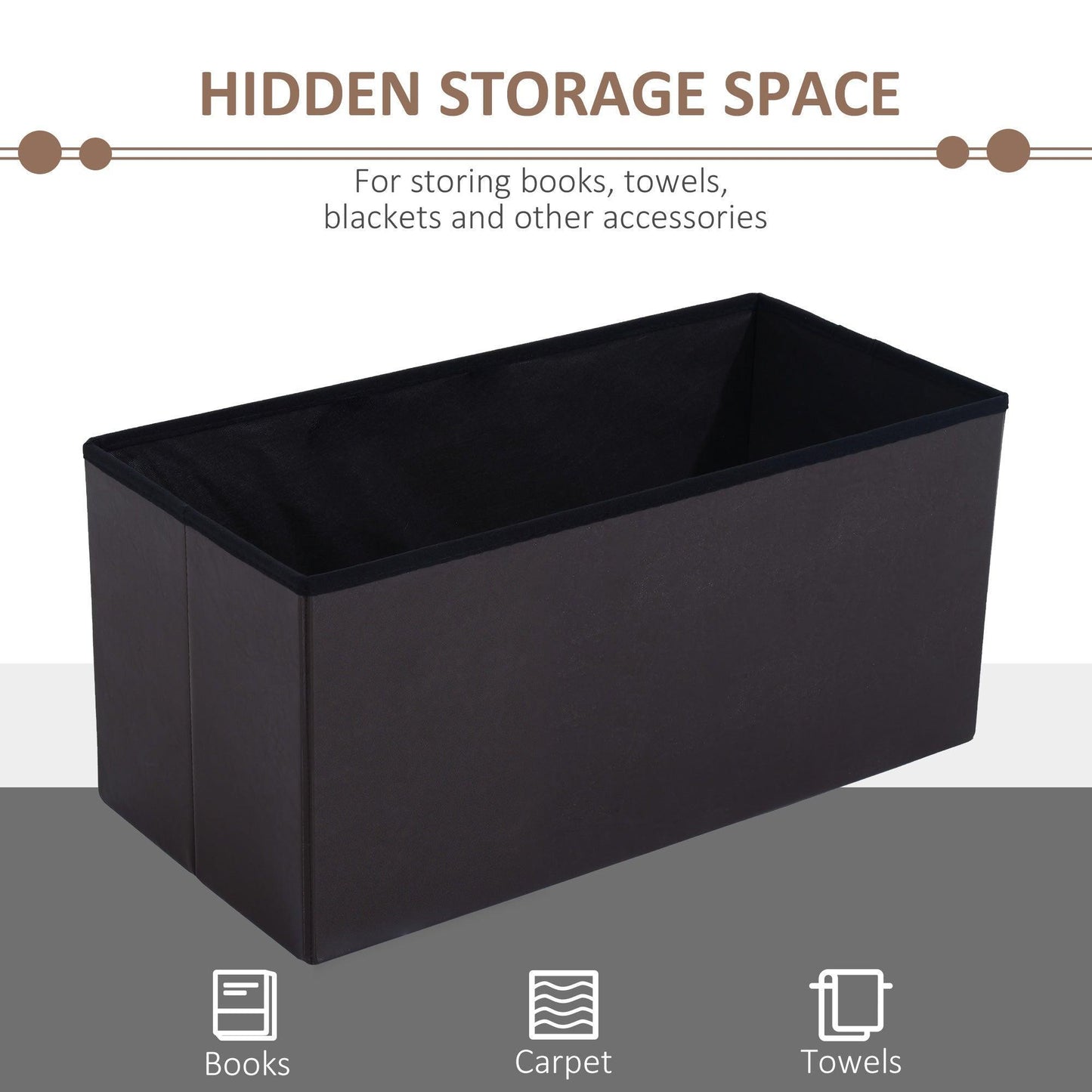 HOMCOM Foldable Ottoman Bench Seat Storage Cube (Brown) - ALL4U RETAILER LTD