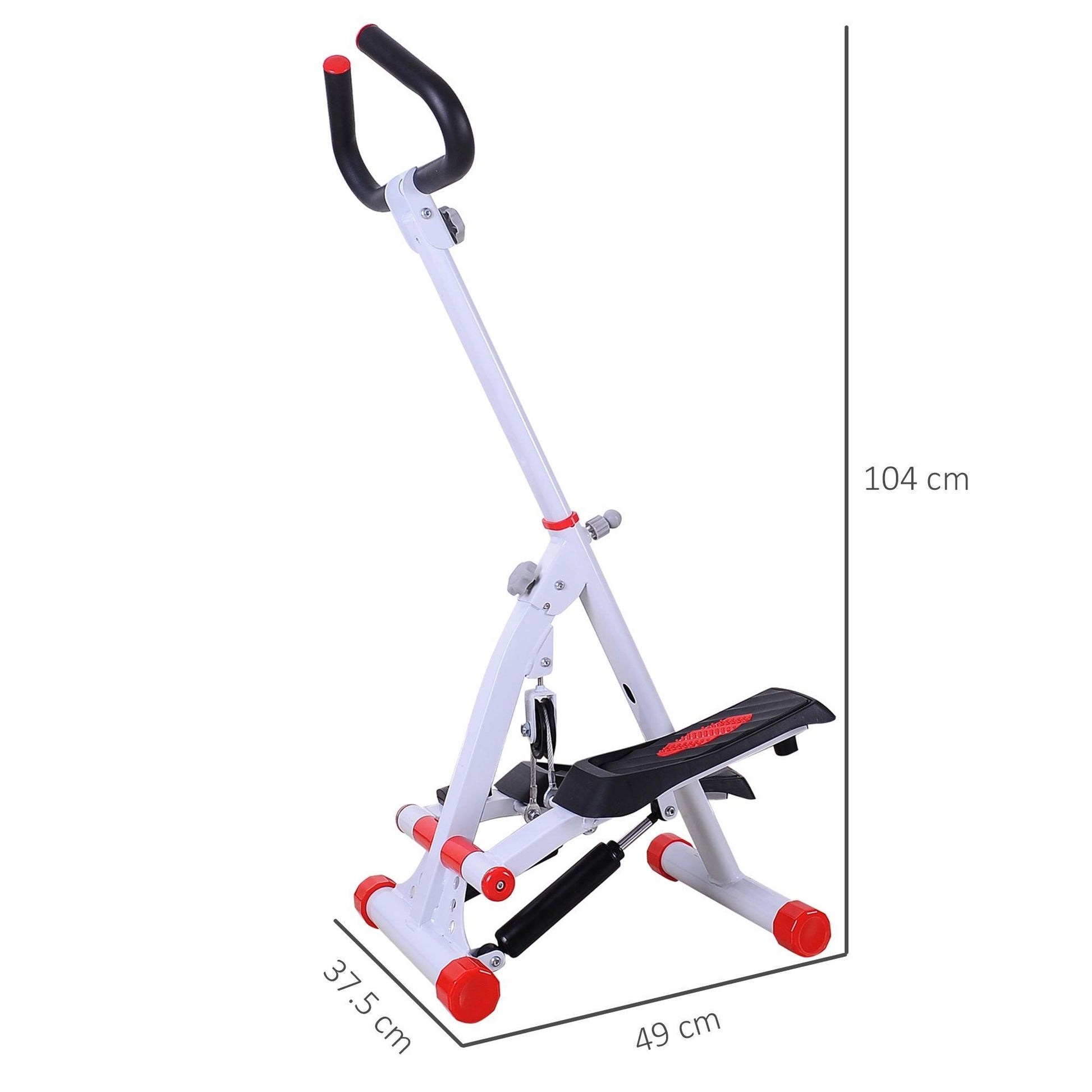 HOMCOM Foldable Stepper with Handle - White/Red - ALL4U RETAILER LTD