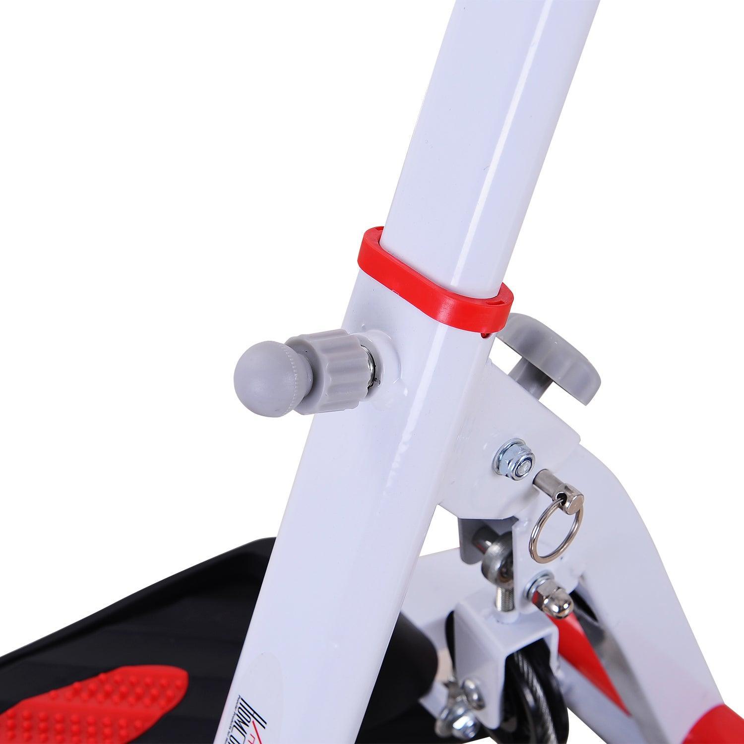 HOMCOM Foldable Stepper with Handle - White/Red - ALL4U RETAILER LTD