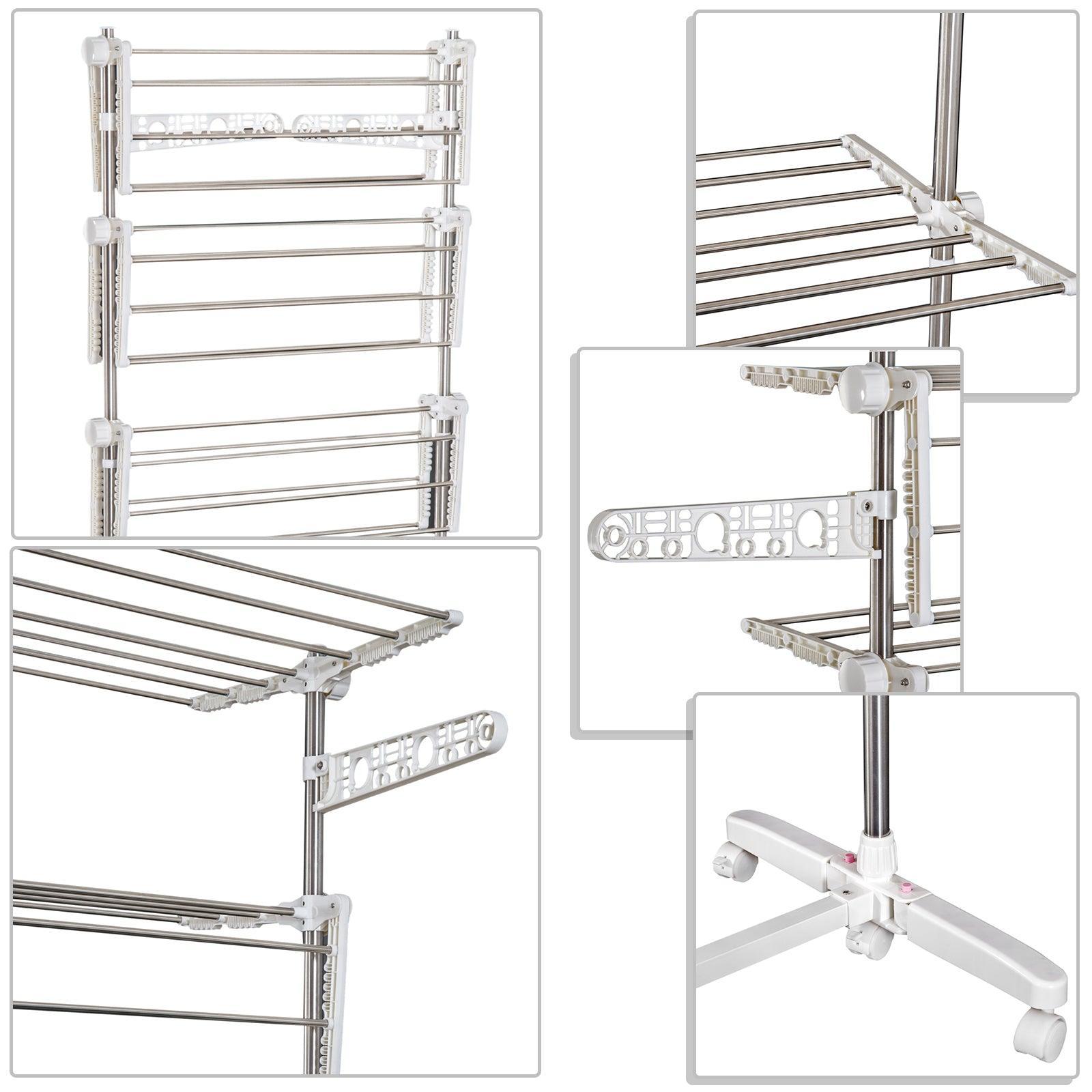 HOMCOM 4-Layer Folding Clothes Rail - ALL4U RETAILER LTD