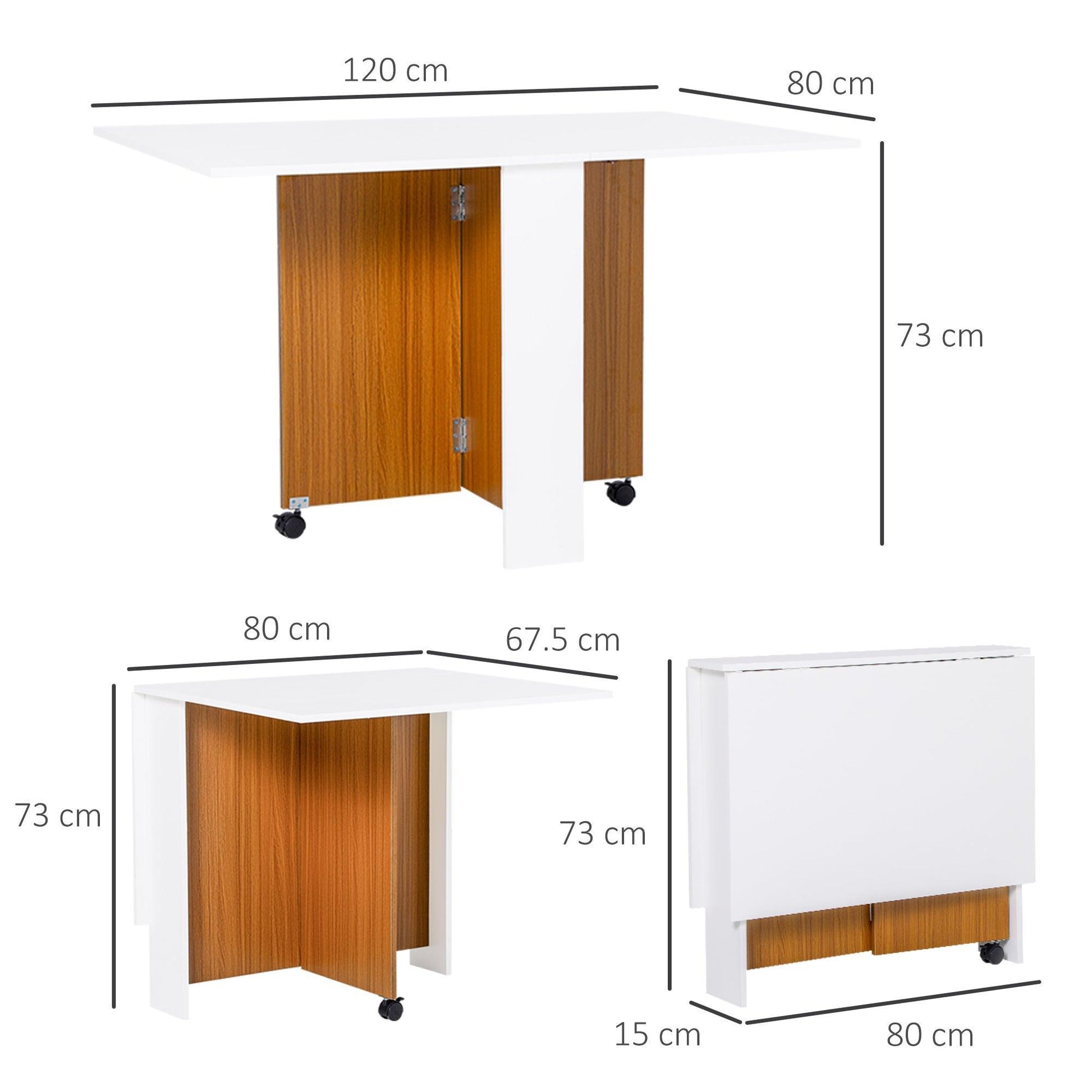 HOMCOM Folding Desk on Casters - Teak - ALL4U RETAILER LTD