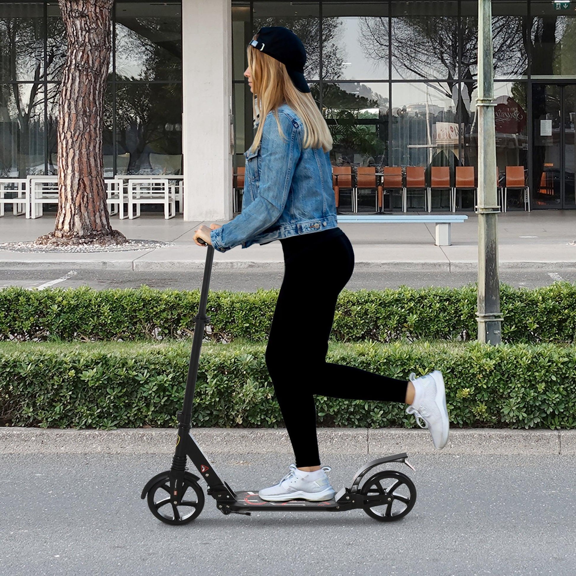 HOMCOM Folding Kick Scooter, Adjustable, Big Wheels - ALL4U RETAILER LTD