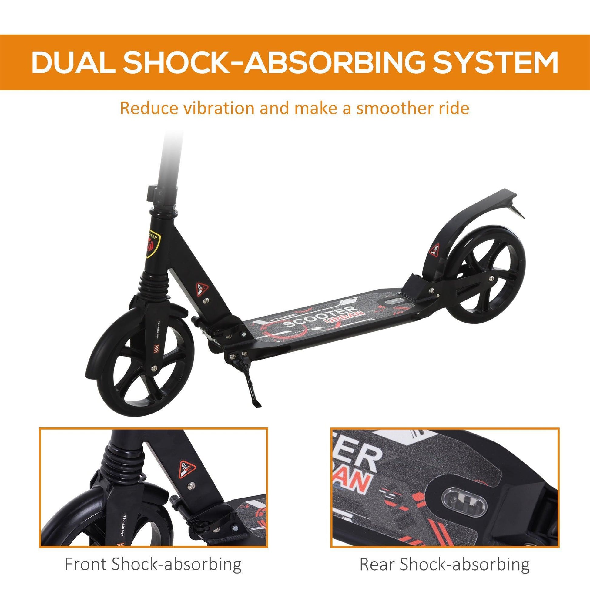 HOMCOM Folding Kick Scooter, Adjustable, Big Wheels - ALL4U RETAILER LTD