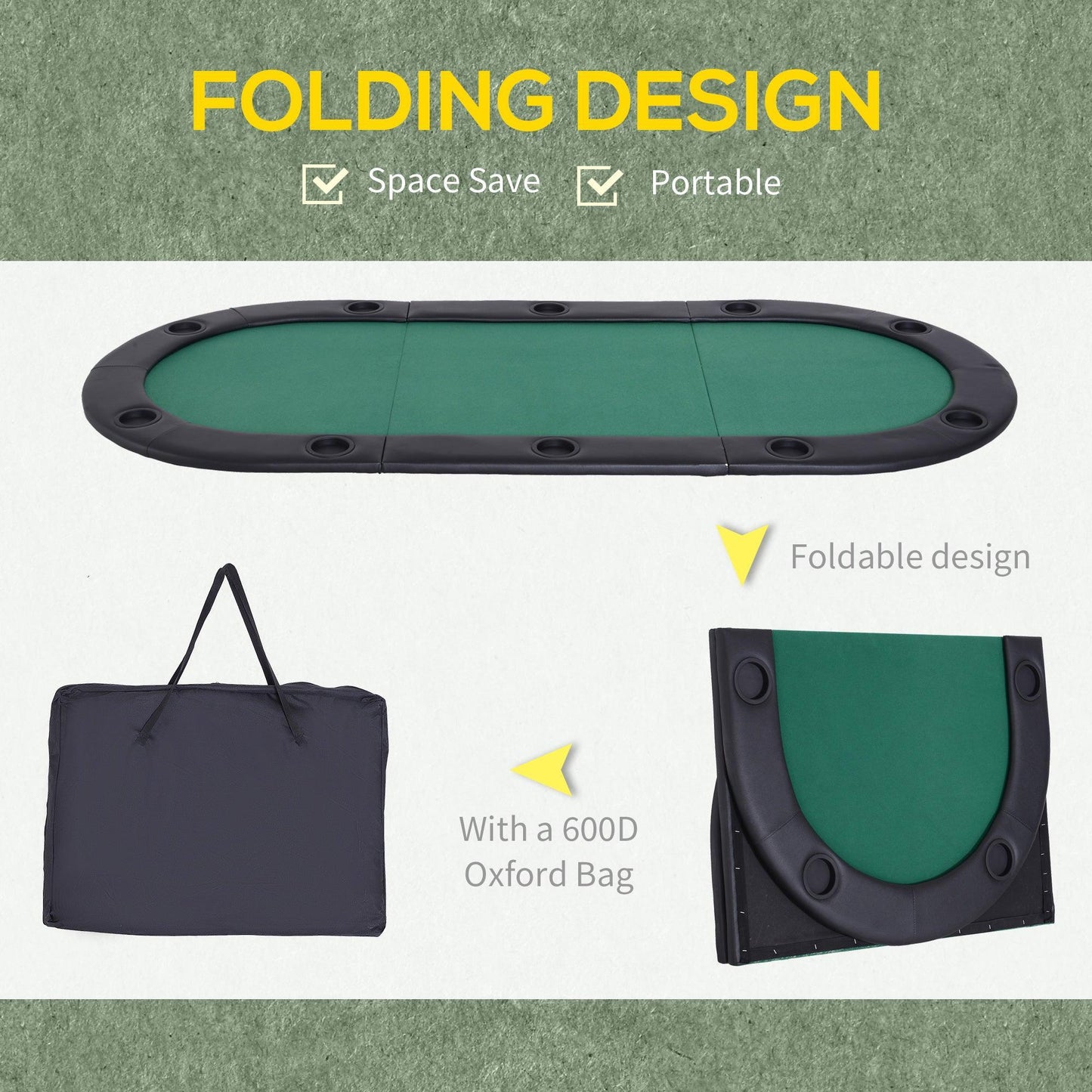 HOMCOM Folding Poker Table - Portable & Stylish - ALL4U RETAILER LTD