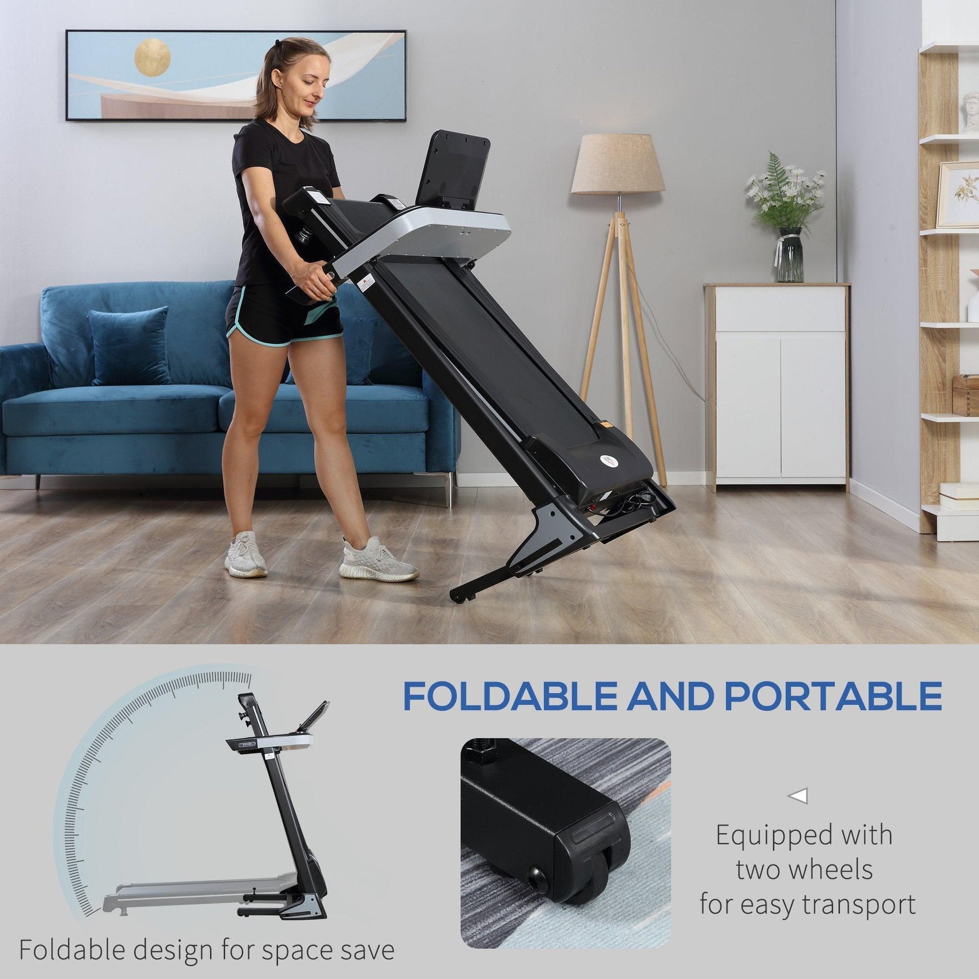 HOMCOM Folding Treadmill for Home with LCD Display - ALL4U RETAILER LTD