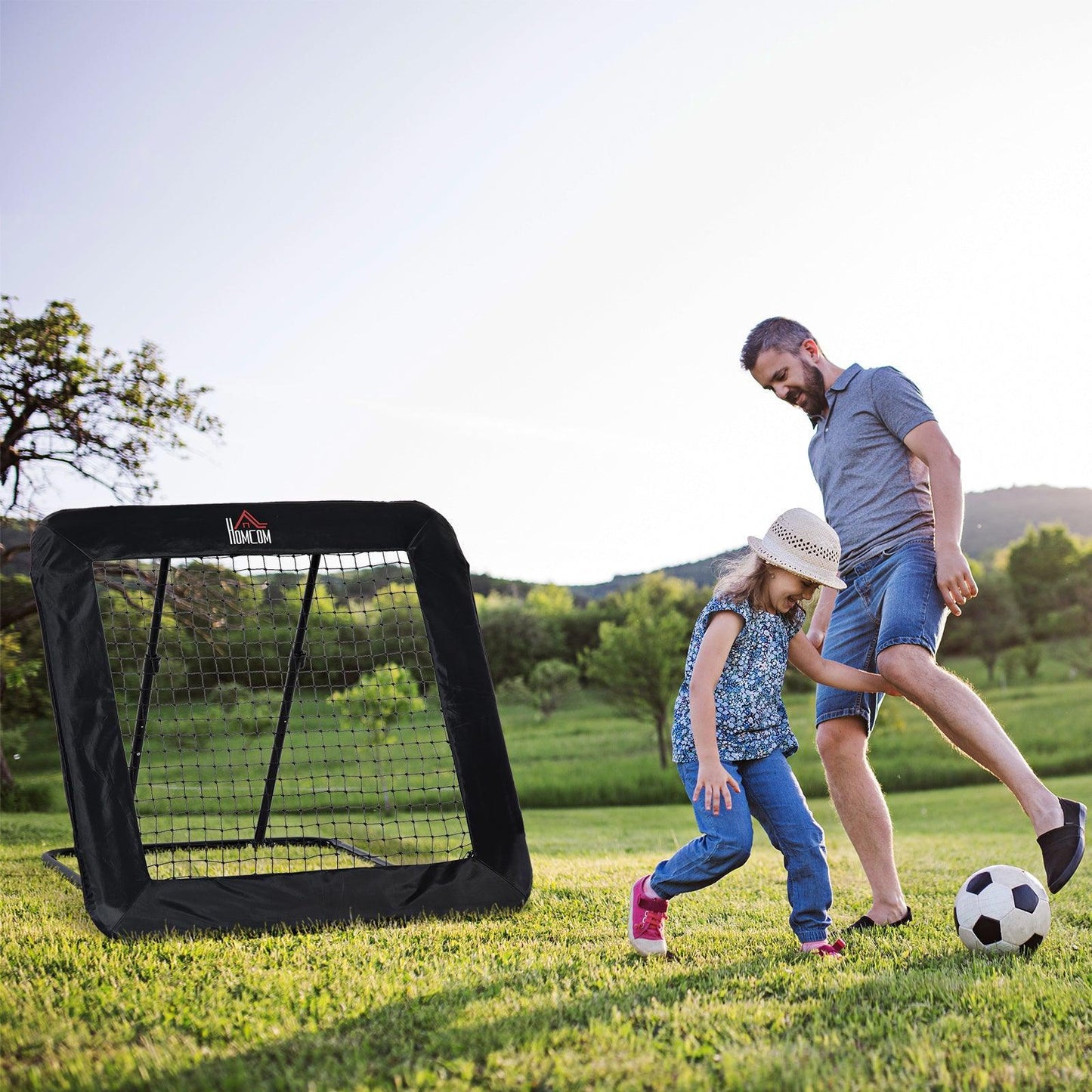 HOMCOM Football Training Net - Adjustable Pitch Back Rebounder - ALL4U RETAILER LTD