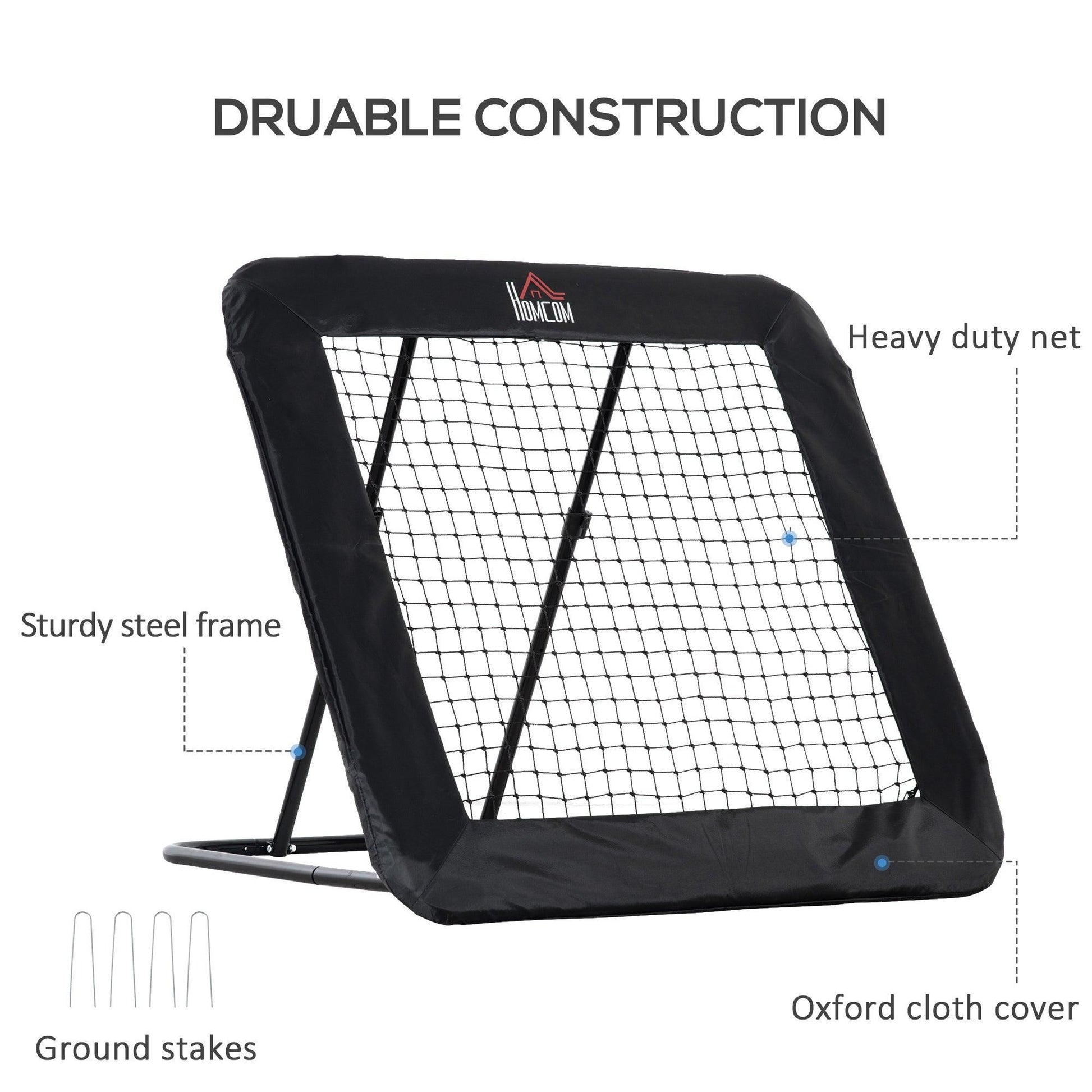 HOMCOM Football Training Net - Adjustable Pitch Back Rebounder - ALL4U RETAILER LTD