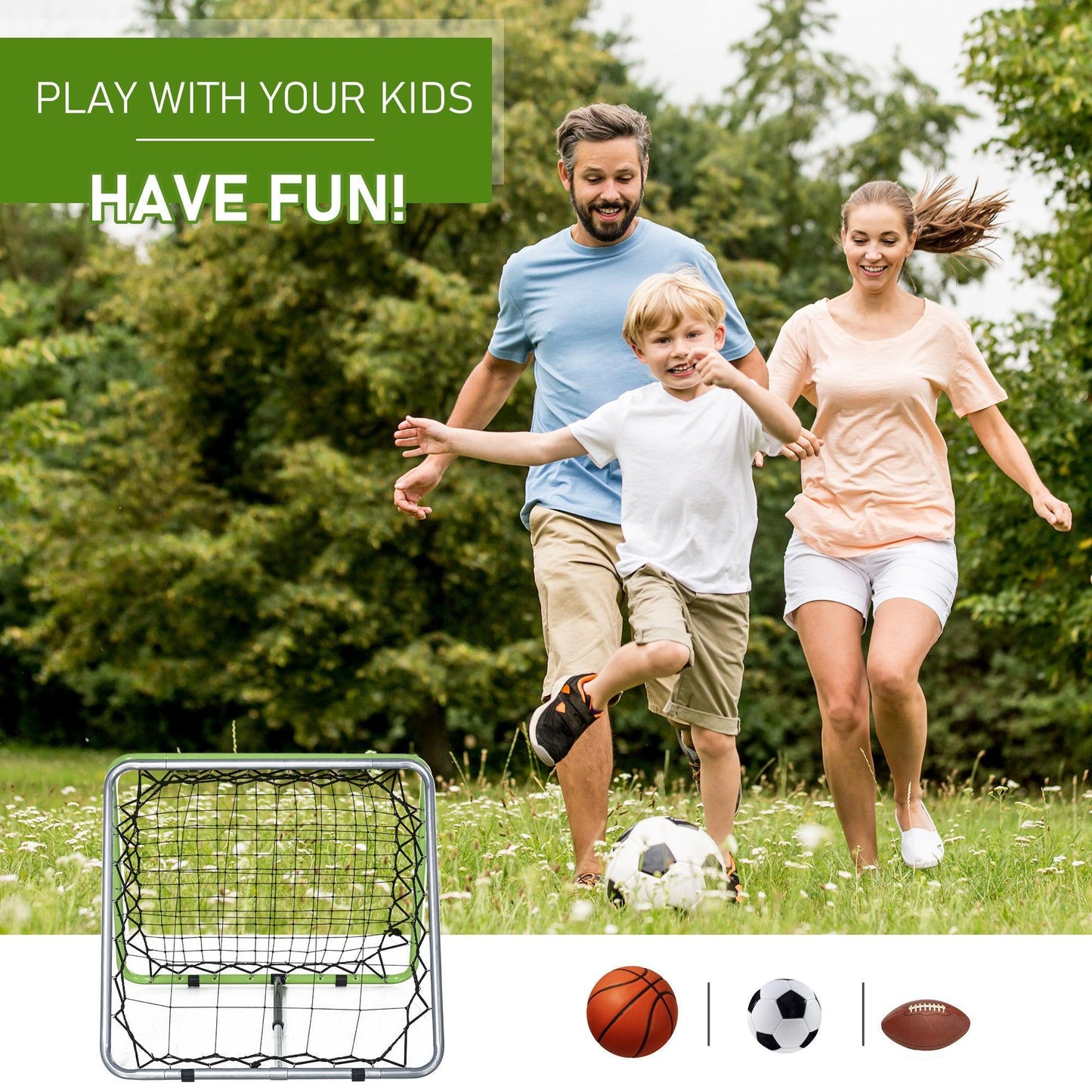 HOMCOM Soccer Kickback Target Goal for Kids - ALL4U RETAILER LTD