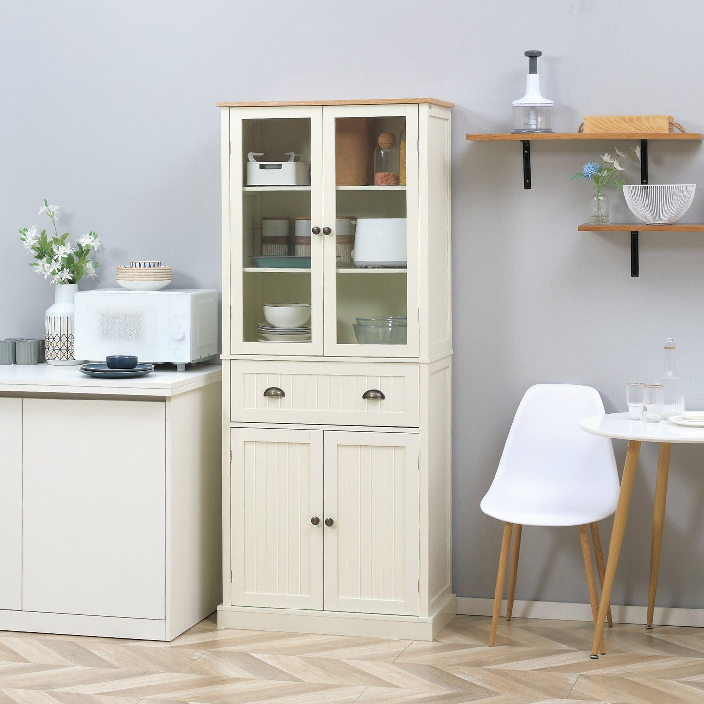 HOMCOM Kitchen Cupboard with Adjustable Shelves & Drawer - ALL4U RETAILER LTD