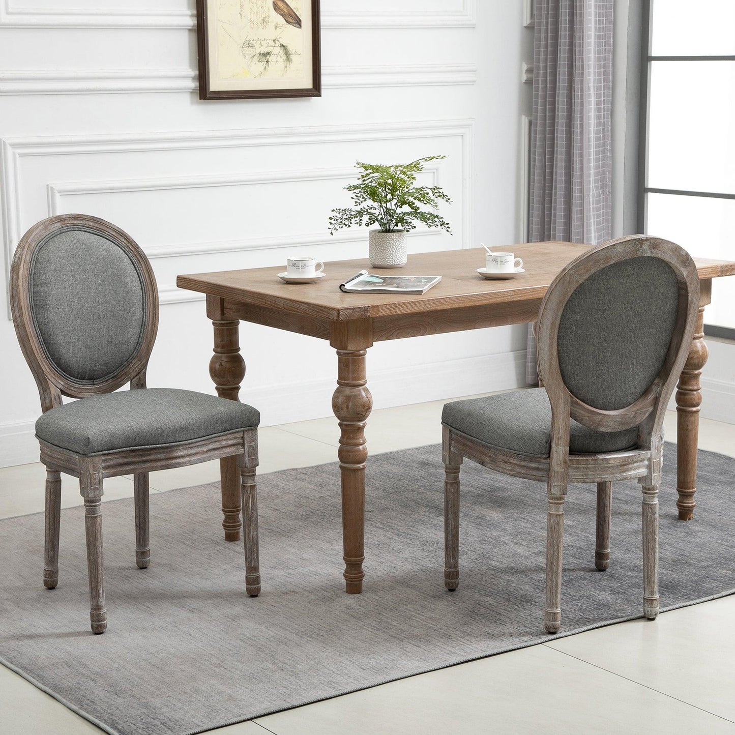 HOMCOM French-Style Dining Chairs: Elegant Set of 2 - ALL4U RETAILER LTD
