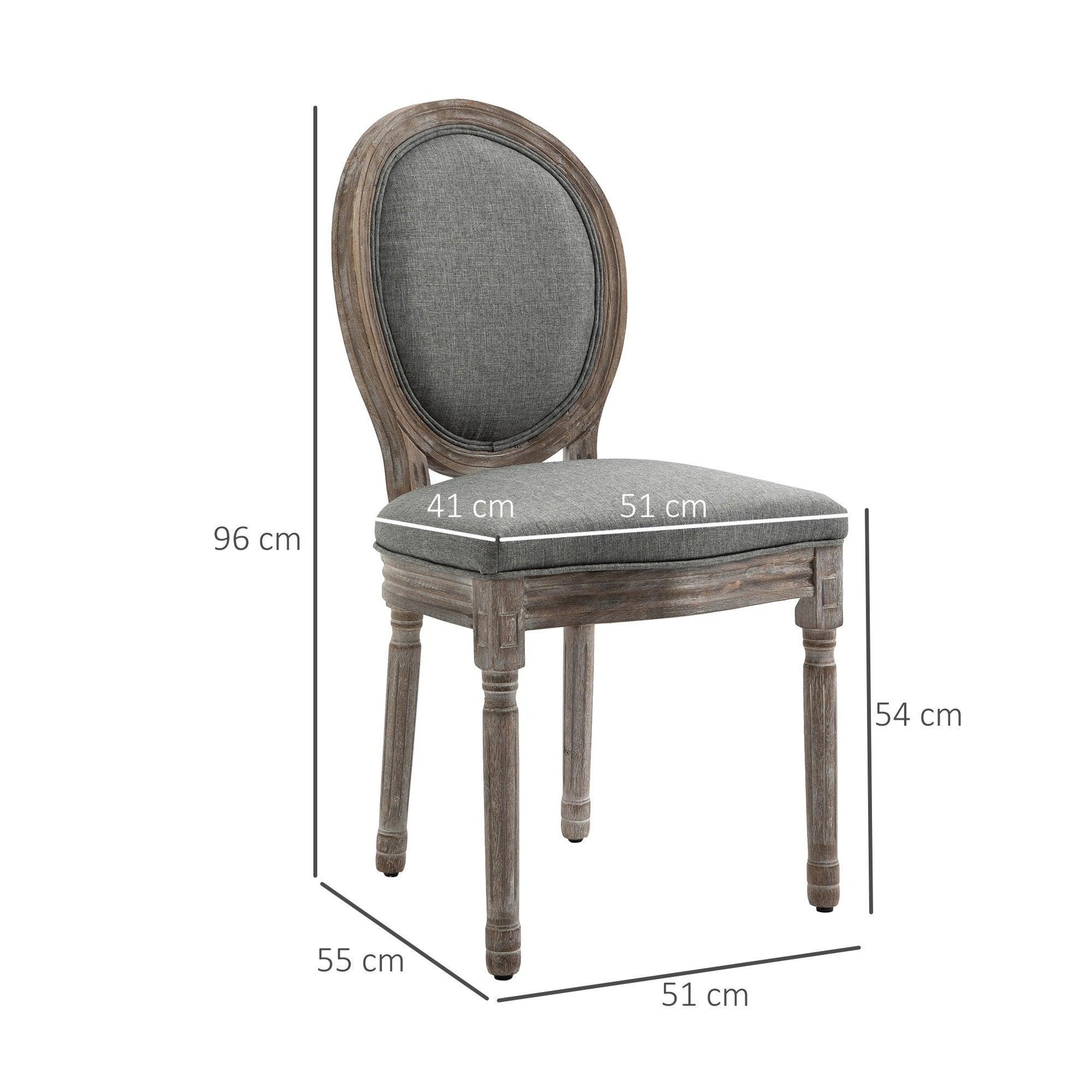 HOMCOM French-Style Dining Chairs: Elegant Set of 2 - ALL4U RETAILER LTD