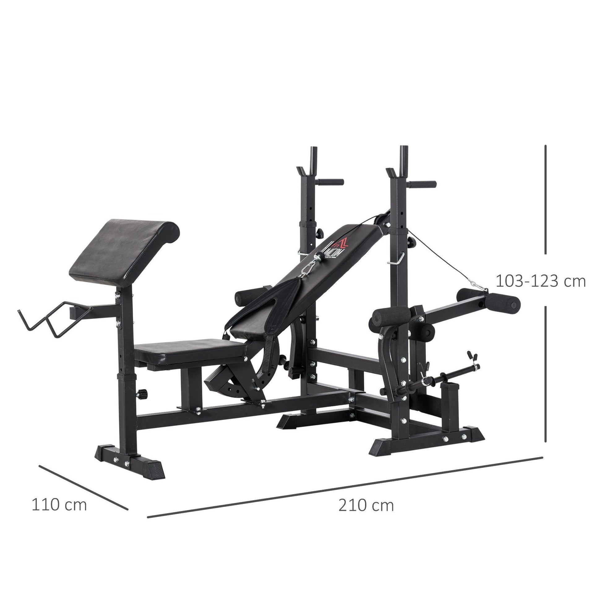 HOMCOM Full-Body Weight Rack & Bench - Complete Exercise Set - ALL4U RETAILER LTD