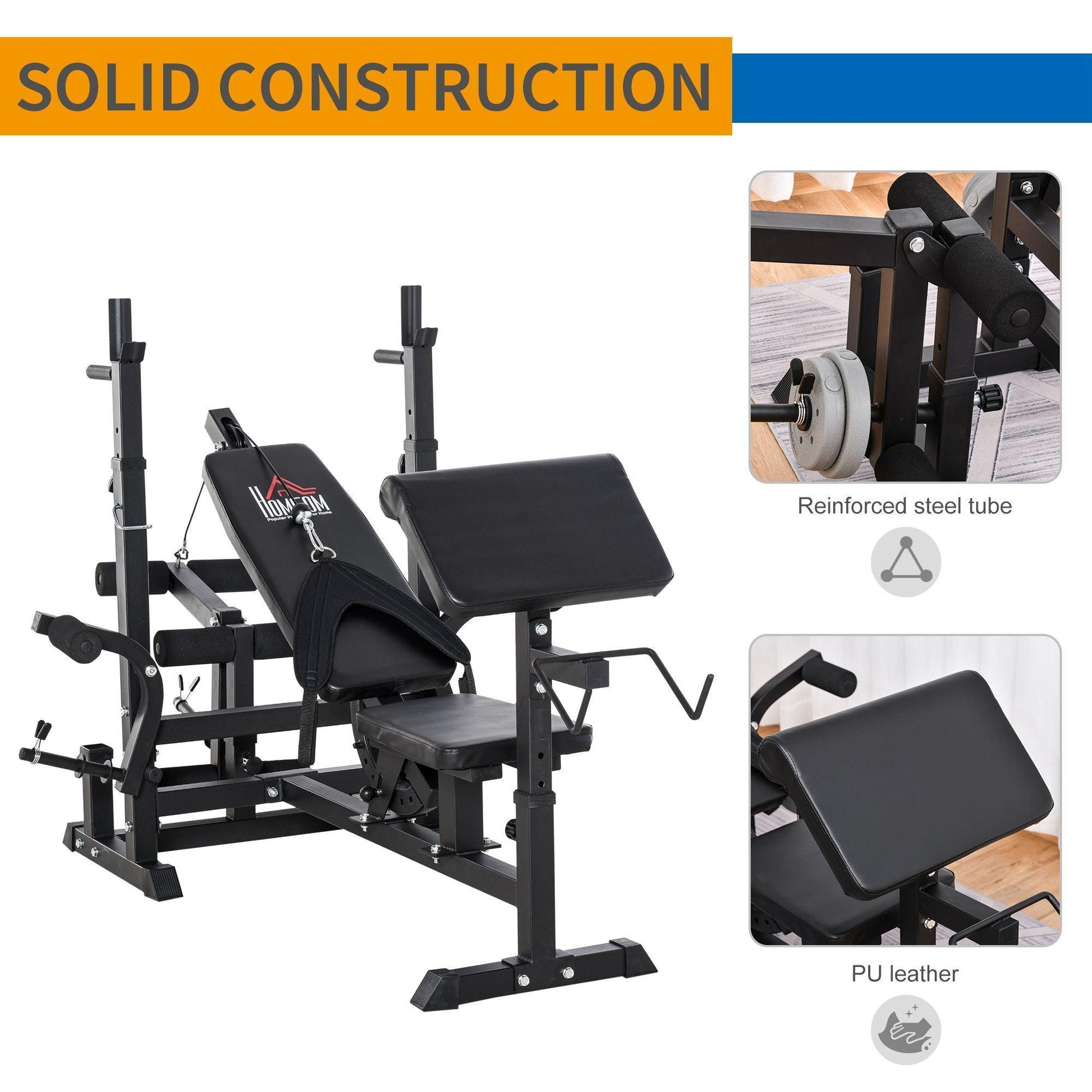 HOMCOM Full-Body Weight Rack & Bench - Complete Exercise Set - ALL4U RETAILER LTD