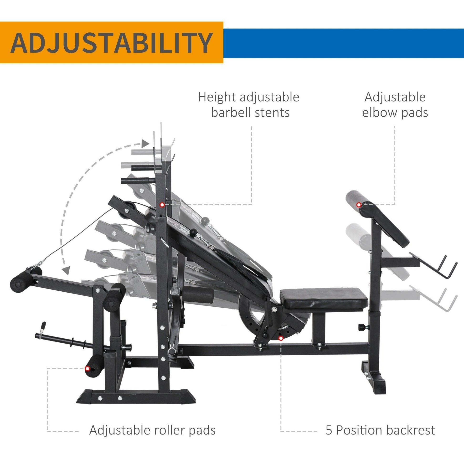 HOMCOM Full-Body Weight Rack & Bench - Complete Exercise Set - ALL4U RETAILER LTD