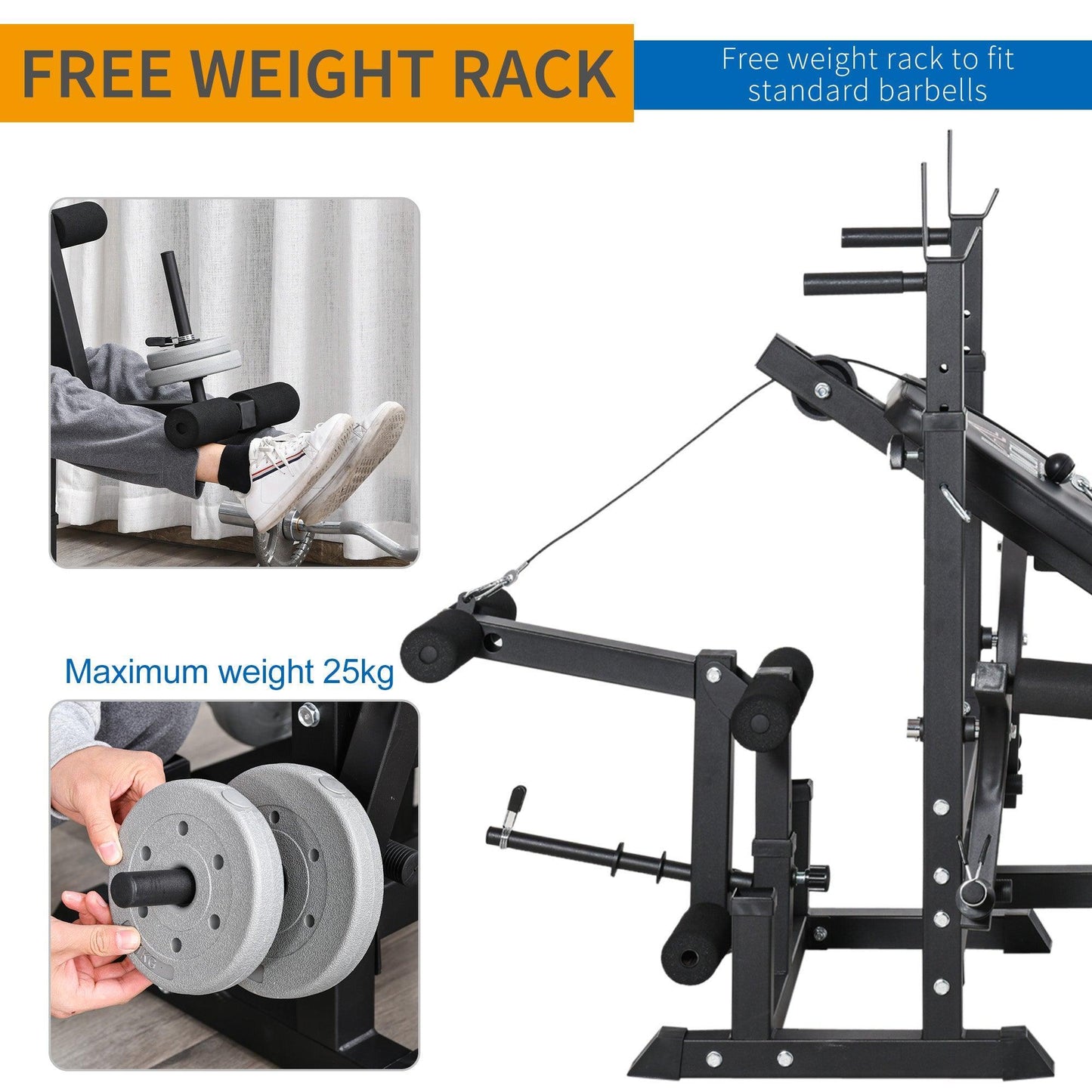 HOMCOM Full-Body Weight Rack & Bench - Complete Exercise Set - ALL4U RETAILER LTD