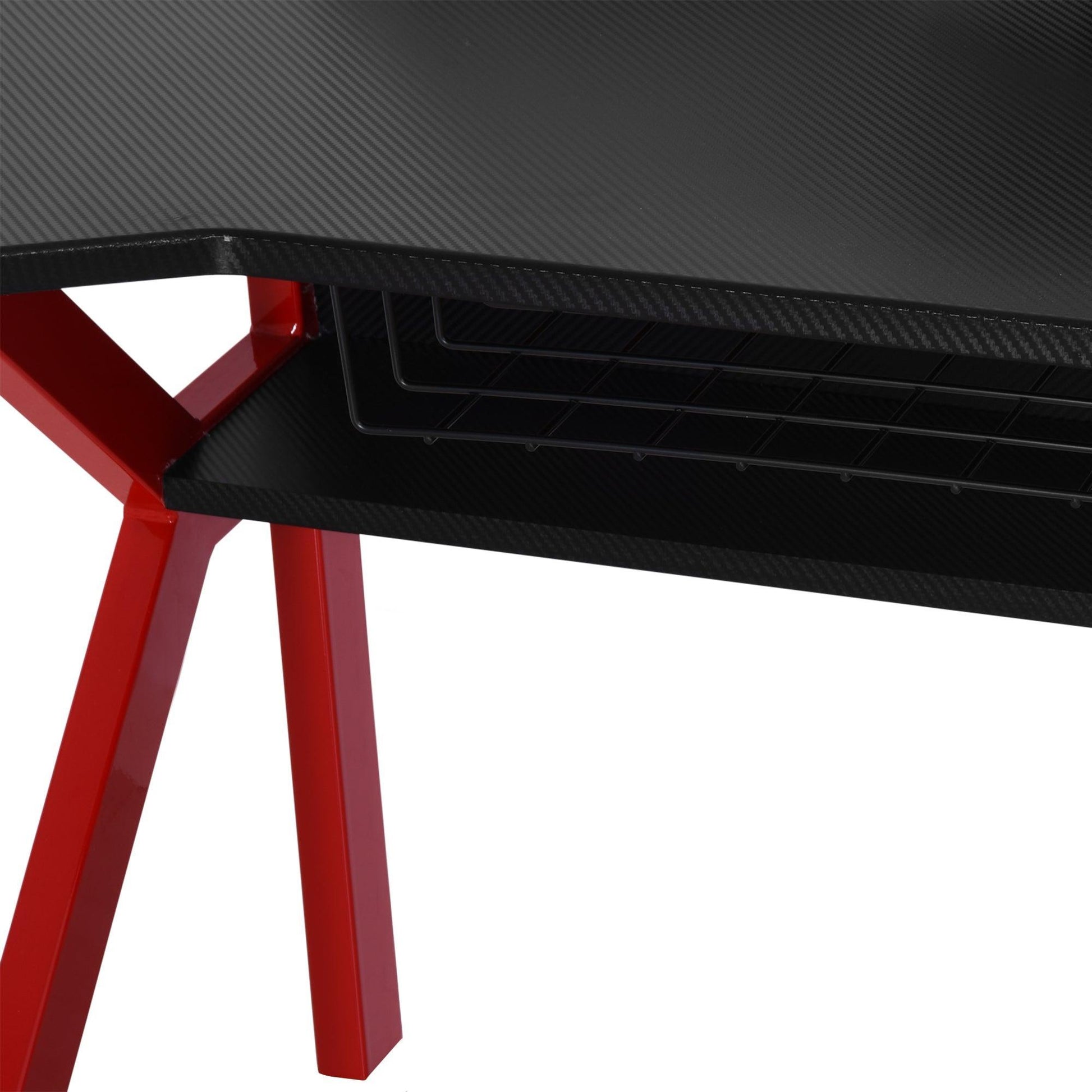 HOMCOM Gaming Desk with Metal Frame & Adjustable Feet - ALL4U RETAILER LTD