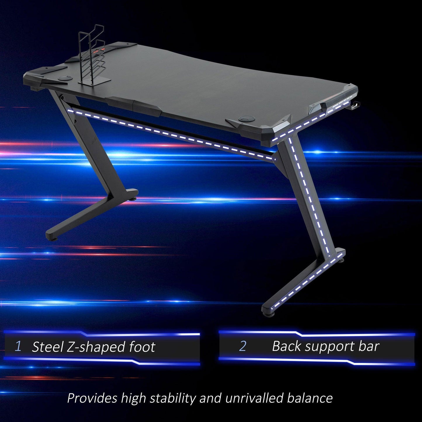 HOMCOM Gaming Desk: Ergonomic & Compact Workstation - ALL4U RETAILER LTD