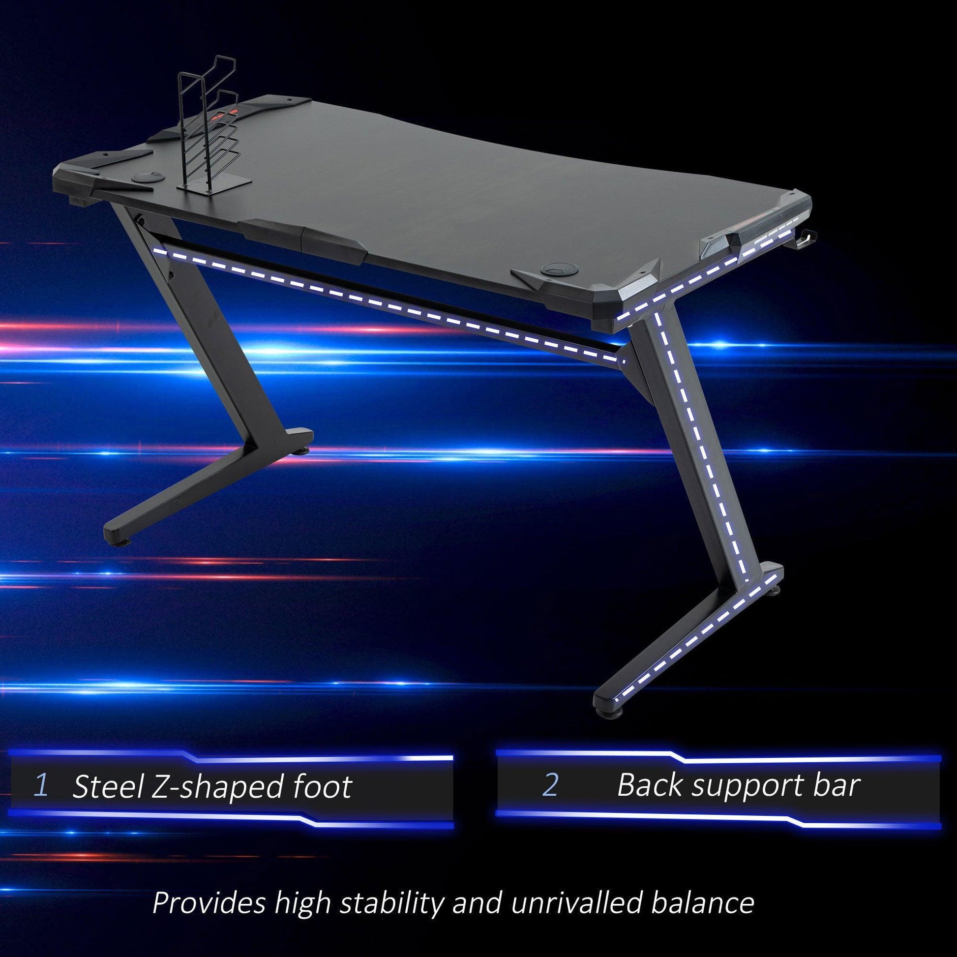 HOMCOM Gaming Desk: Ergonomic & Compact Workstation - ALL4U RETAILER LTD