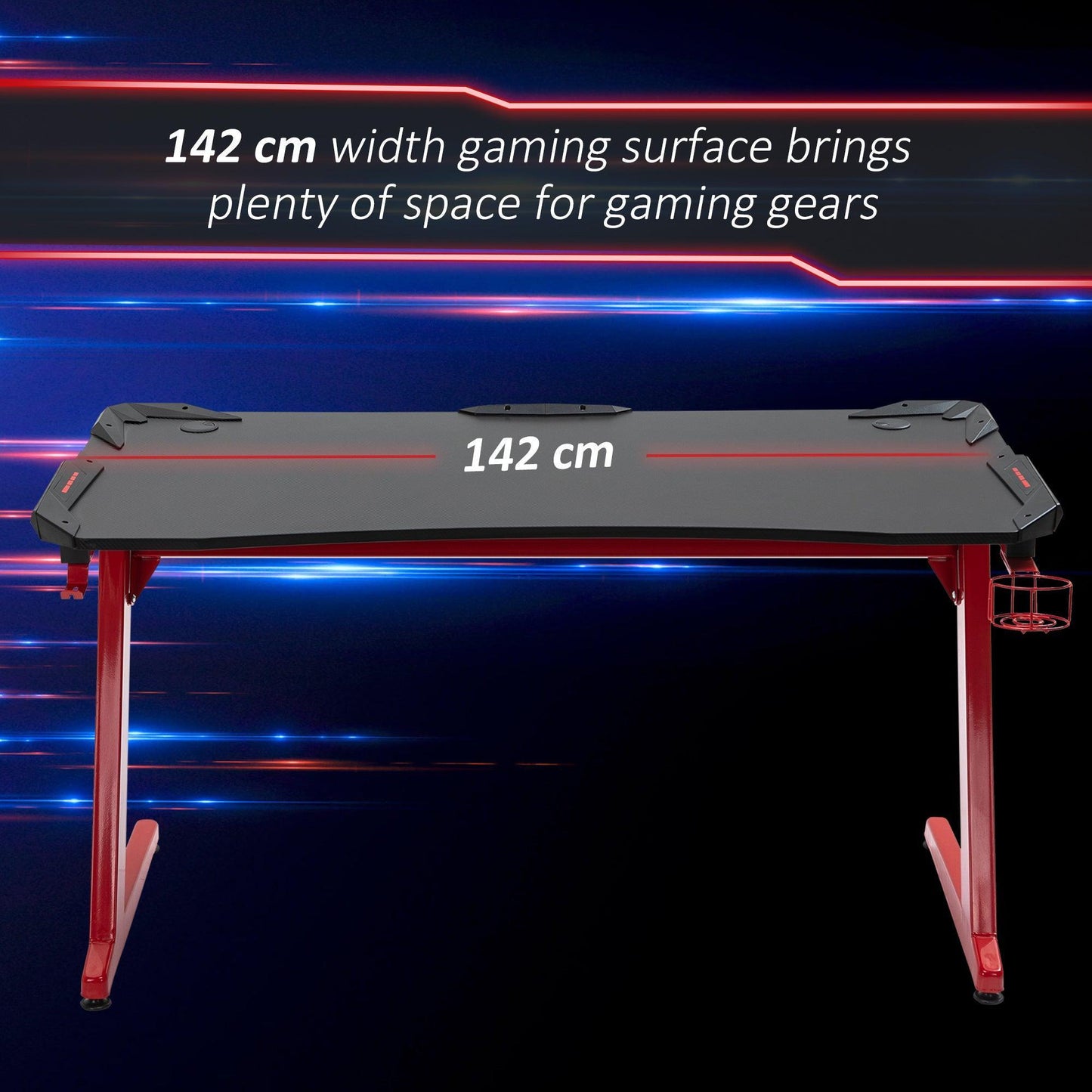 HOMCOM Gaming Desk: Sleek Ergonomic Design - ALL4U RETAILER LTD