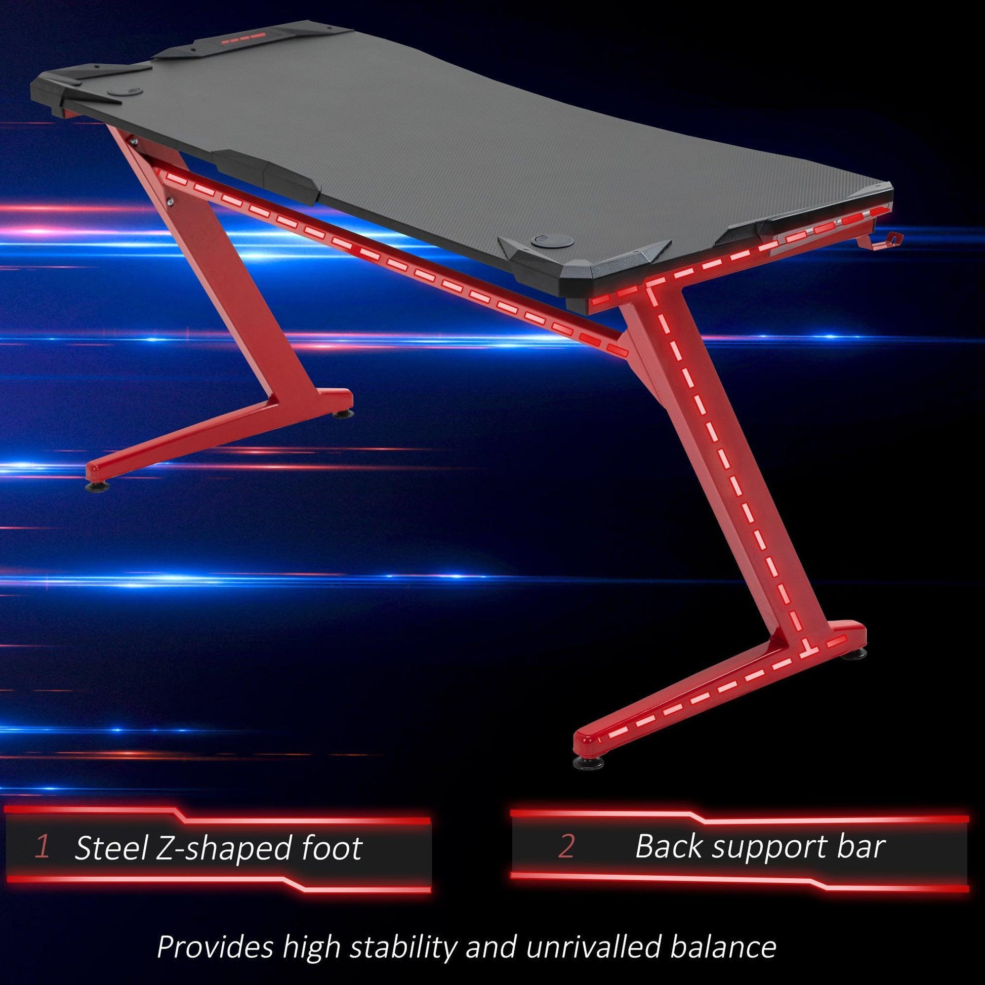 HOMCOM Gaming Desk: Sleek Ergonomic Design - ALL4U RETAILER LTD