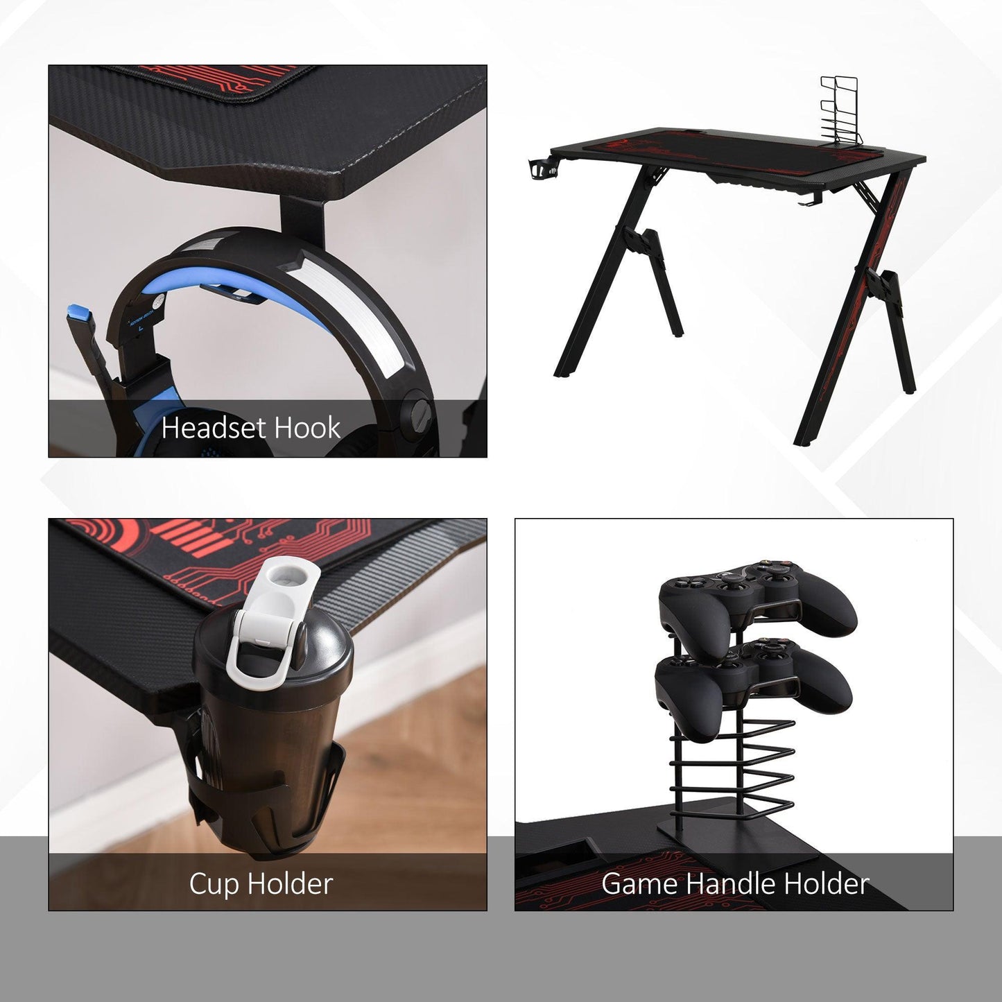HOMCOM Gaming Desk with Spider Leg for Study Workstation - ALL4U RETAILER LTD