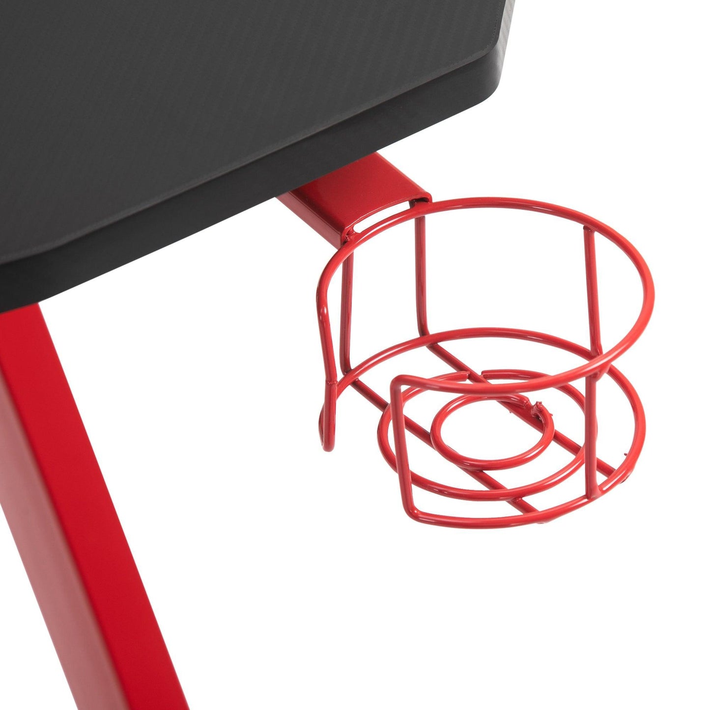HOMCOM Gaming Desk - Red, Steel Frame, Adjustable Feet - ALL4U RETAILER LTD