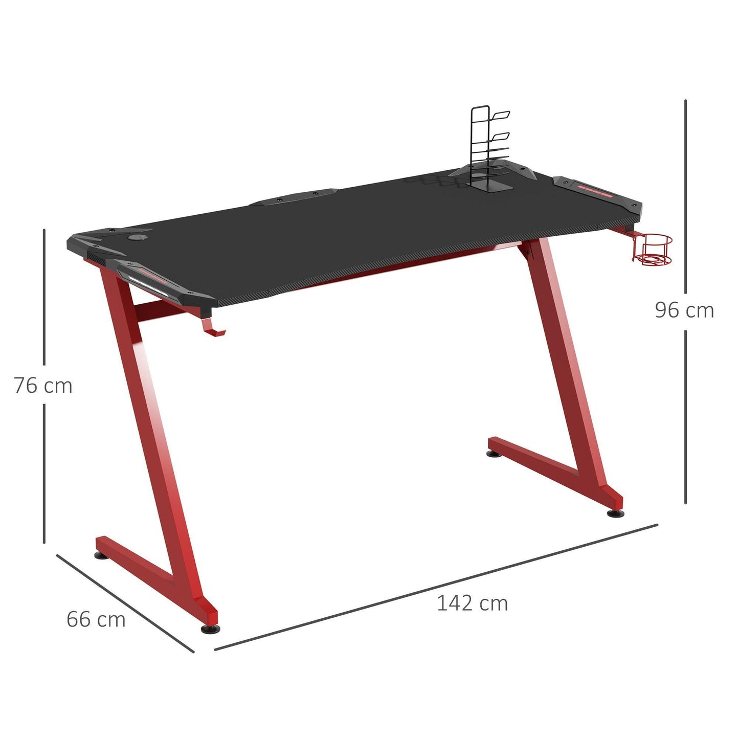 HOMCOM Gaming Desk: Sleek Ergonomic Design - ALL4U RETAILER LTD