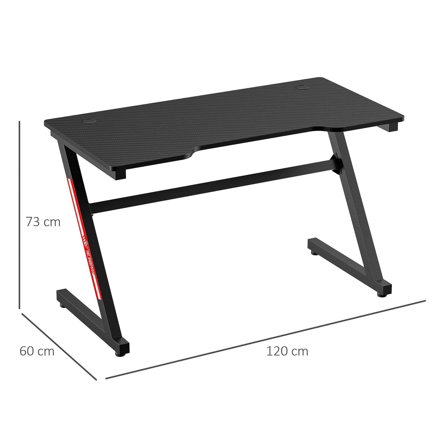 HOMCOM Gaming Desk with Cable Management - Z-Shaped, Black - ALL4U RETAILER LTD