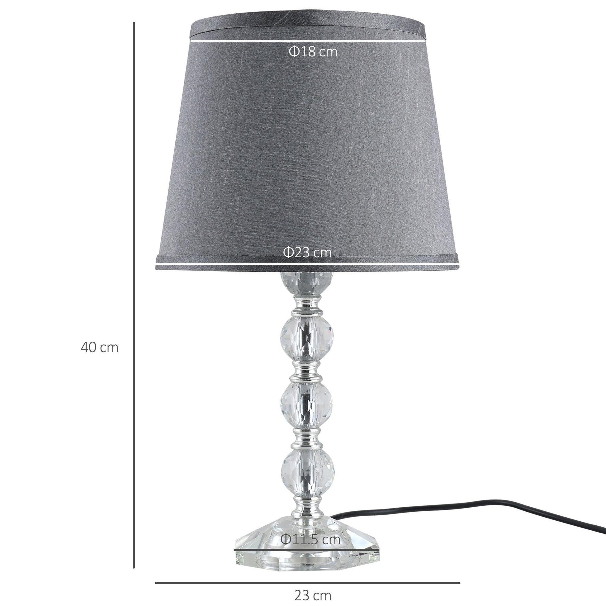 HOMCOM Glass Table Lamp | Elegant Crystal Design - ALL4U RETAILER LTD