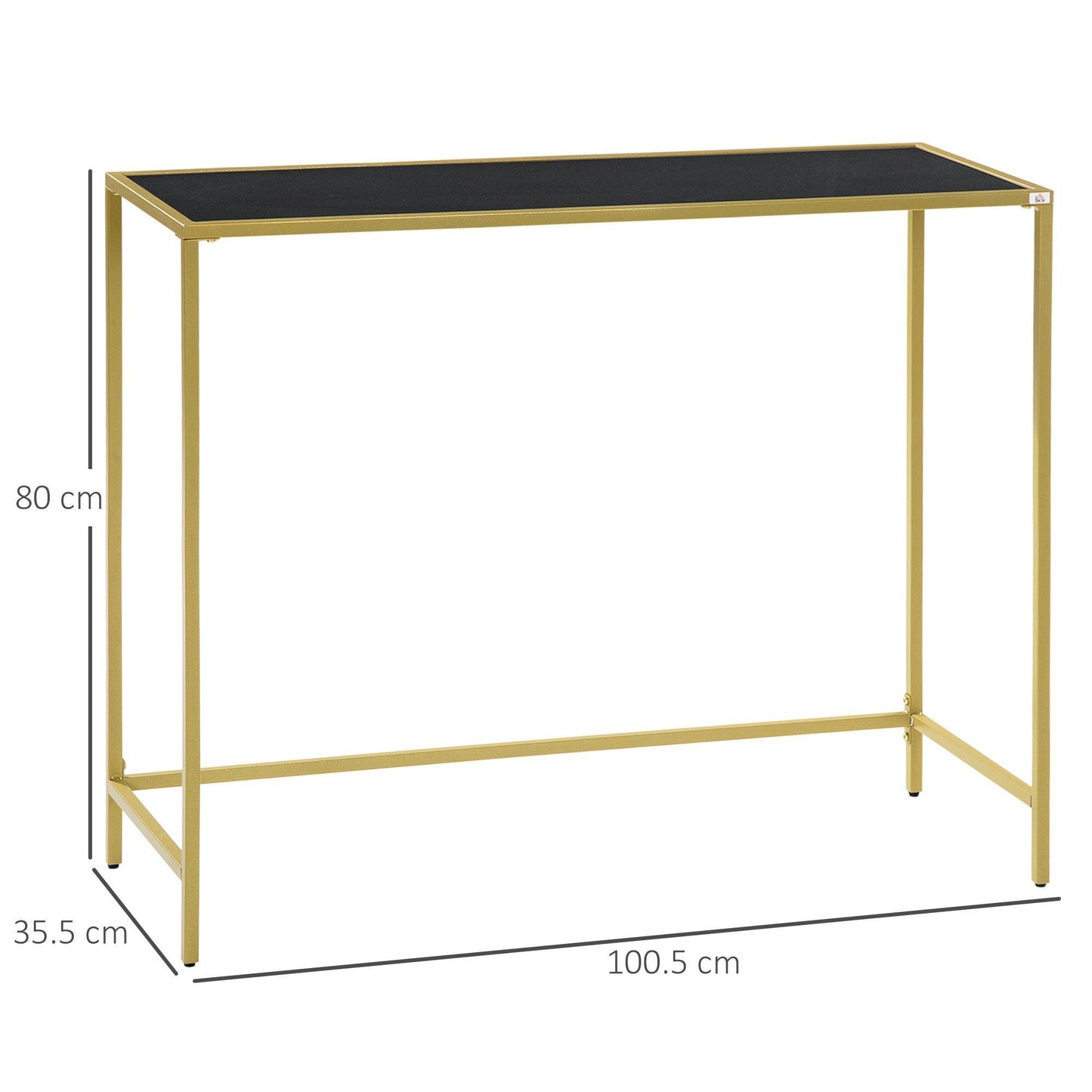 HOMCOM Glass Top Console Table - Black - ALL4U RETAILER LTD