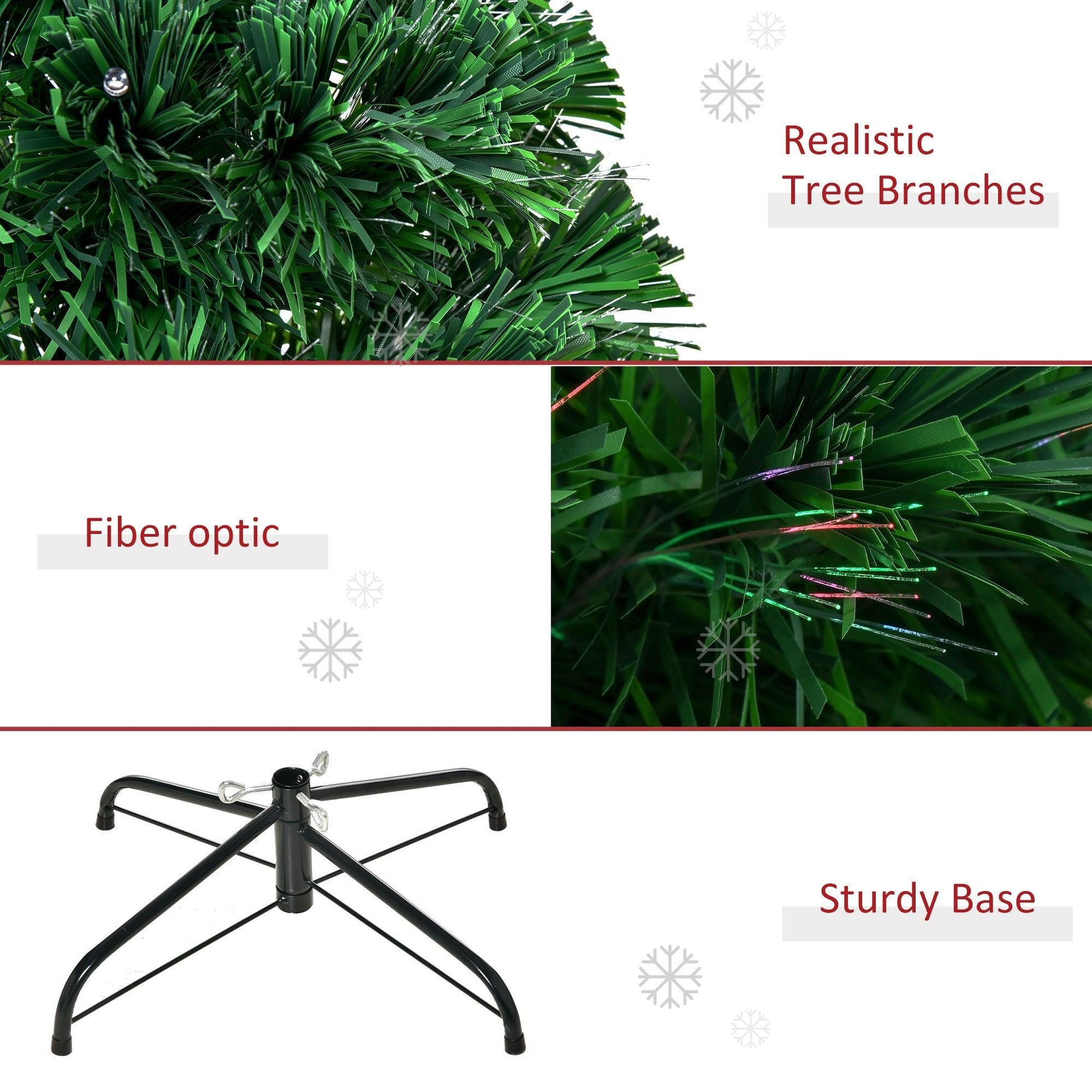 HOMCOM Green Pre-Lit Christmas Tree 5ft - Multi-Colour - ALL4U RETAILER LTD