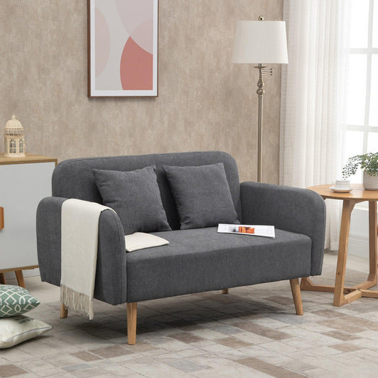 HOMCOM Grey 2-Seater Loveseat Couch - ALL4U RETAILER LTD