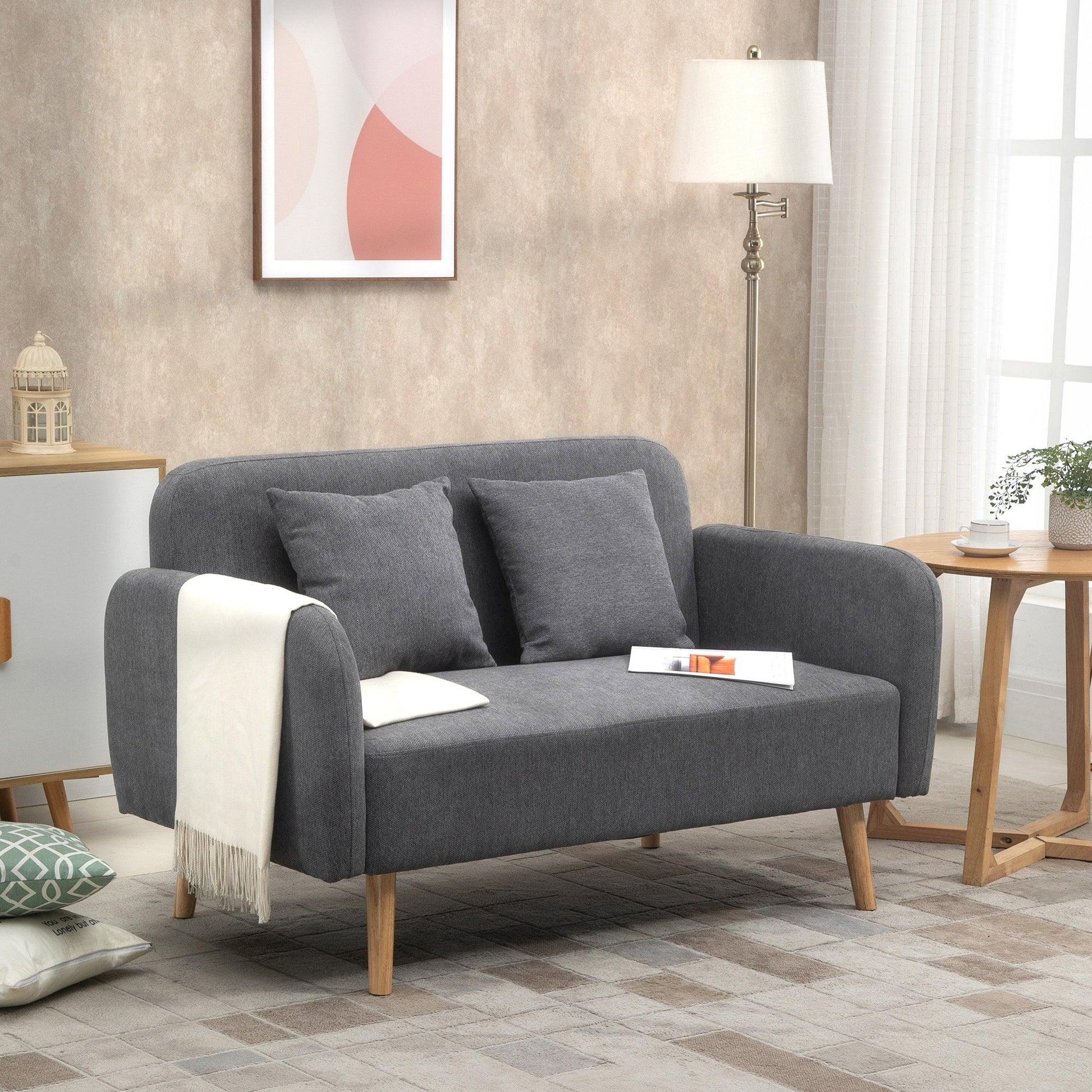 HOMCOM Grey 2-Seater Loveseat Couch - ALL4U RETAILER LTD