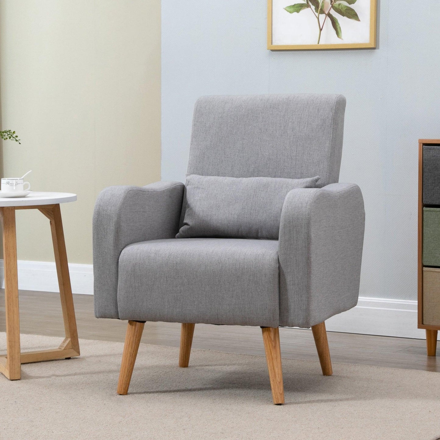 HOMCOM Grey Armchair: Comfy Lounge Sofa - ALL4U RETAILER LTD