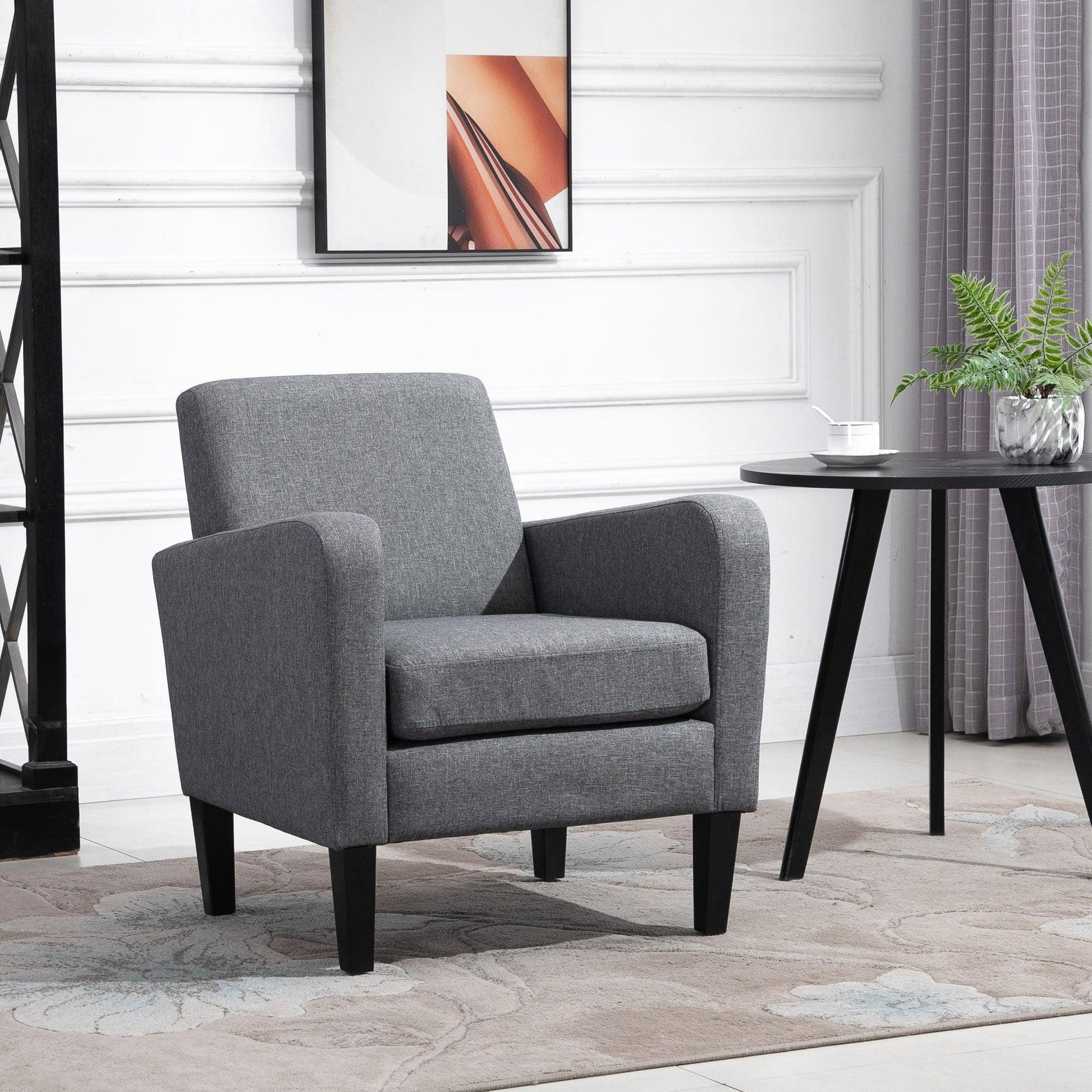 HOMCOM Grey Armchair with Padded Seat - ALL4U RETAILER LTD