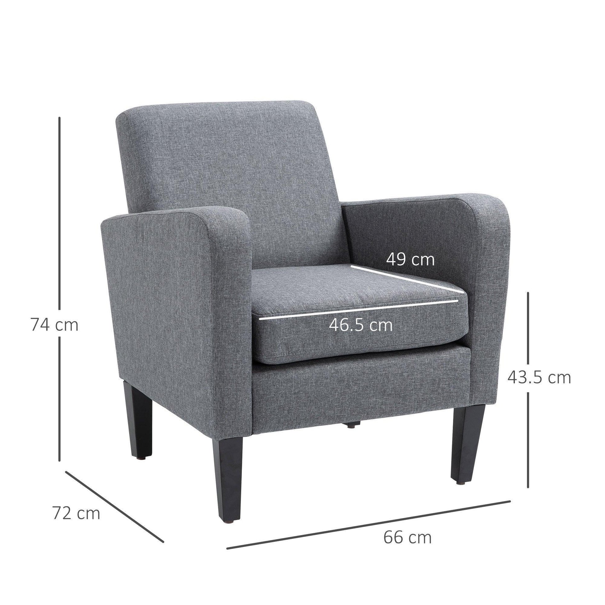 HOMCOM Grey Armchair with Padded Seat - ALL4U RETAILER LTD