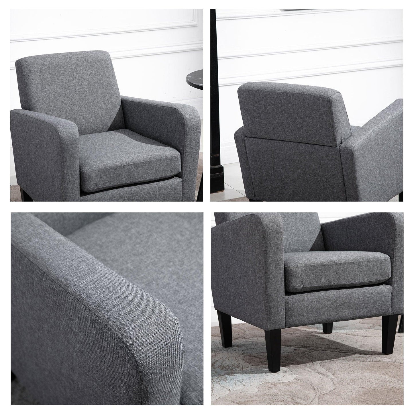 HOMCOM Grey Armchair with Padded Seat - ALL4U RETAILER LTD