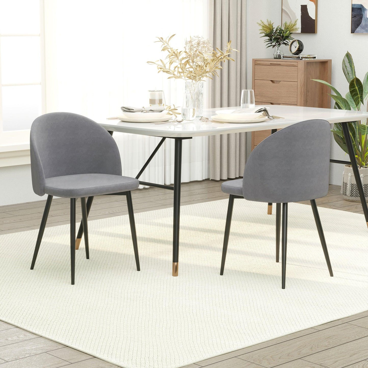 HOMCOM Grey Dining Chairs – Set of 2 - ALL4U RETAILER LTD