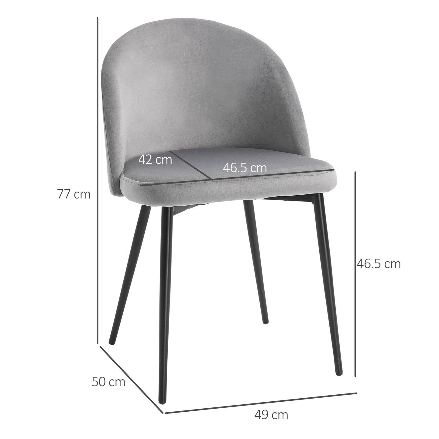 HOMCOM Grey Dining Chairs – Set of 2 - ALL4U RETAILER LTD