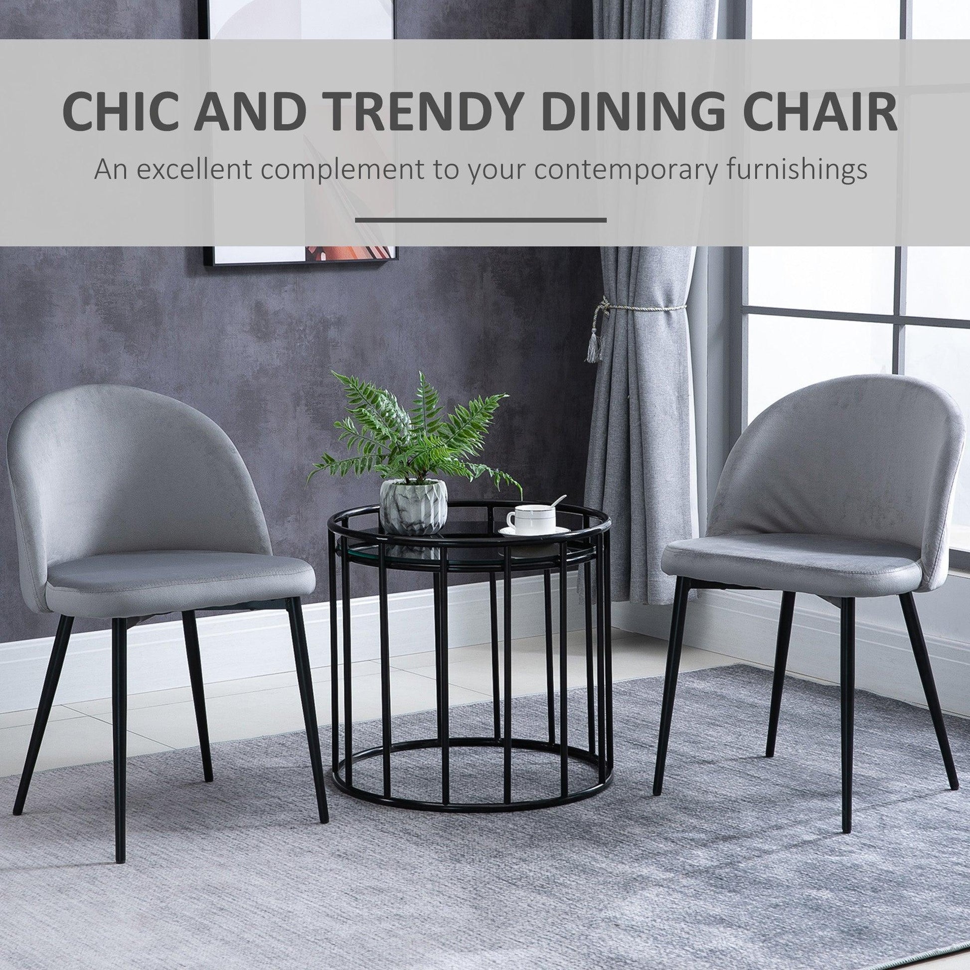 HOMCOM Grey Dining Chairs – Set of 2 - ALL4U RETAILER LTD