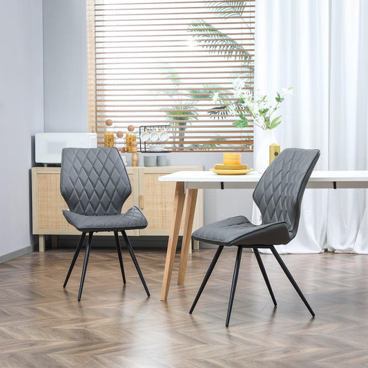 HOMCOM Grey Dining Chairs - Stylish and Comfortable - ALL4U RETAILER LTD