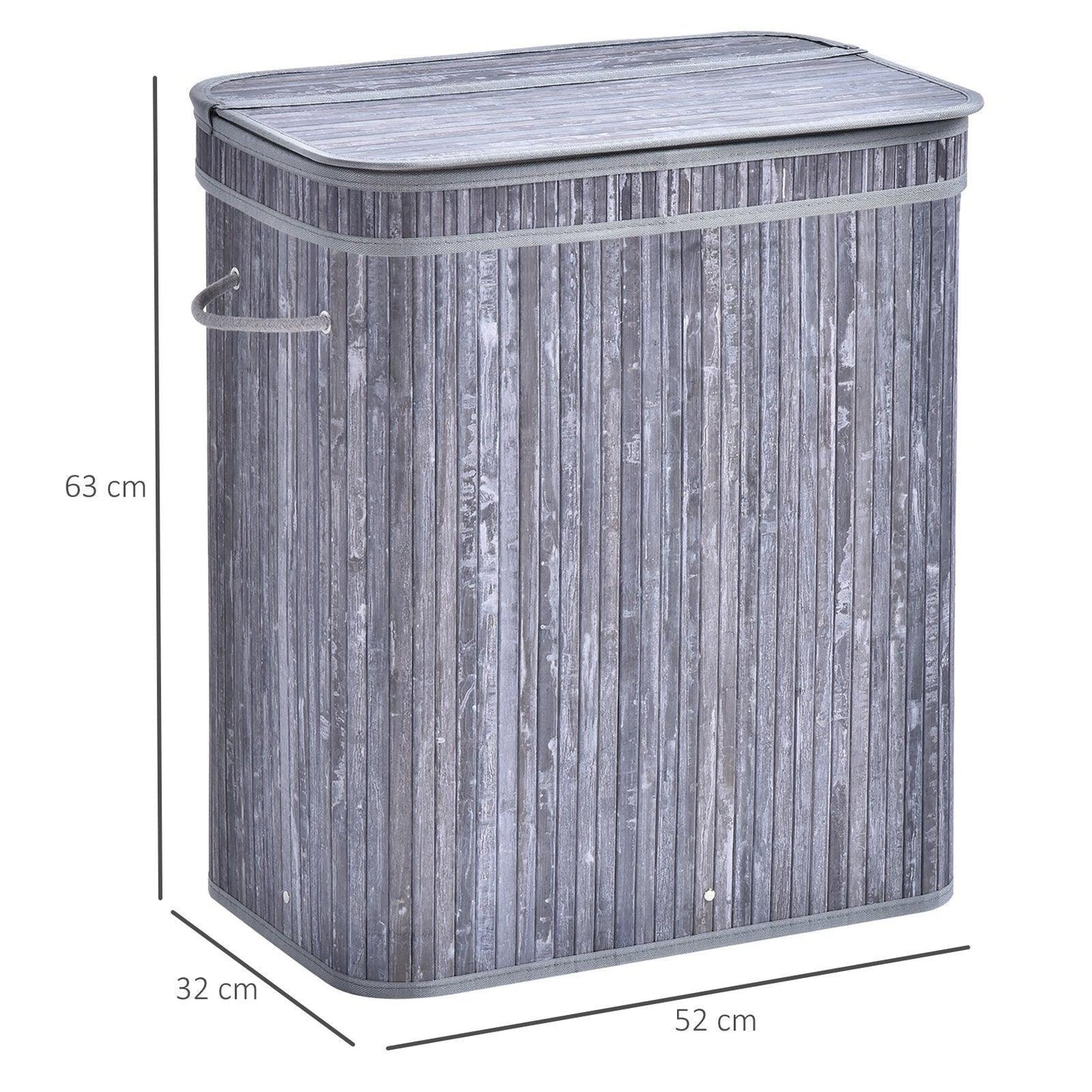 HOMCOM Grey Laundry Basket | Split Compartment | 100L - ALL4U RETAILER LTD