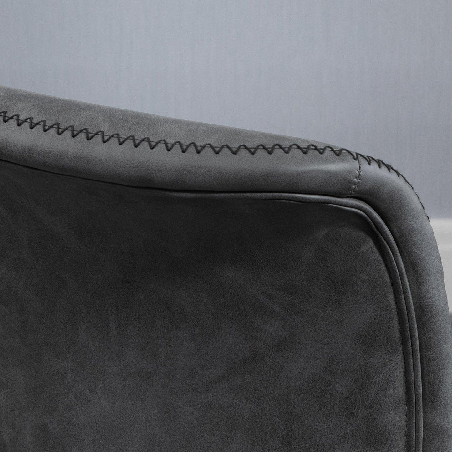 HOMCOM Grey Leather Adjustable Bar Stools - Set of 2 - ALL4U RETAILER LTD