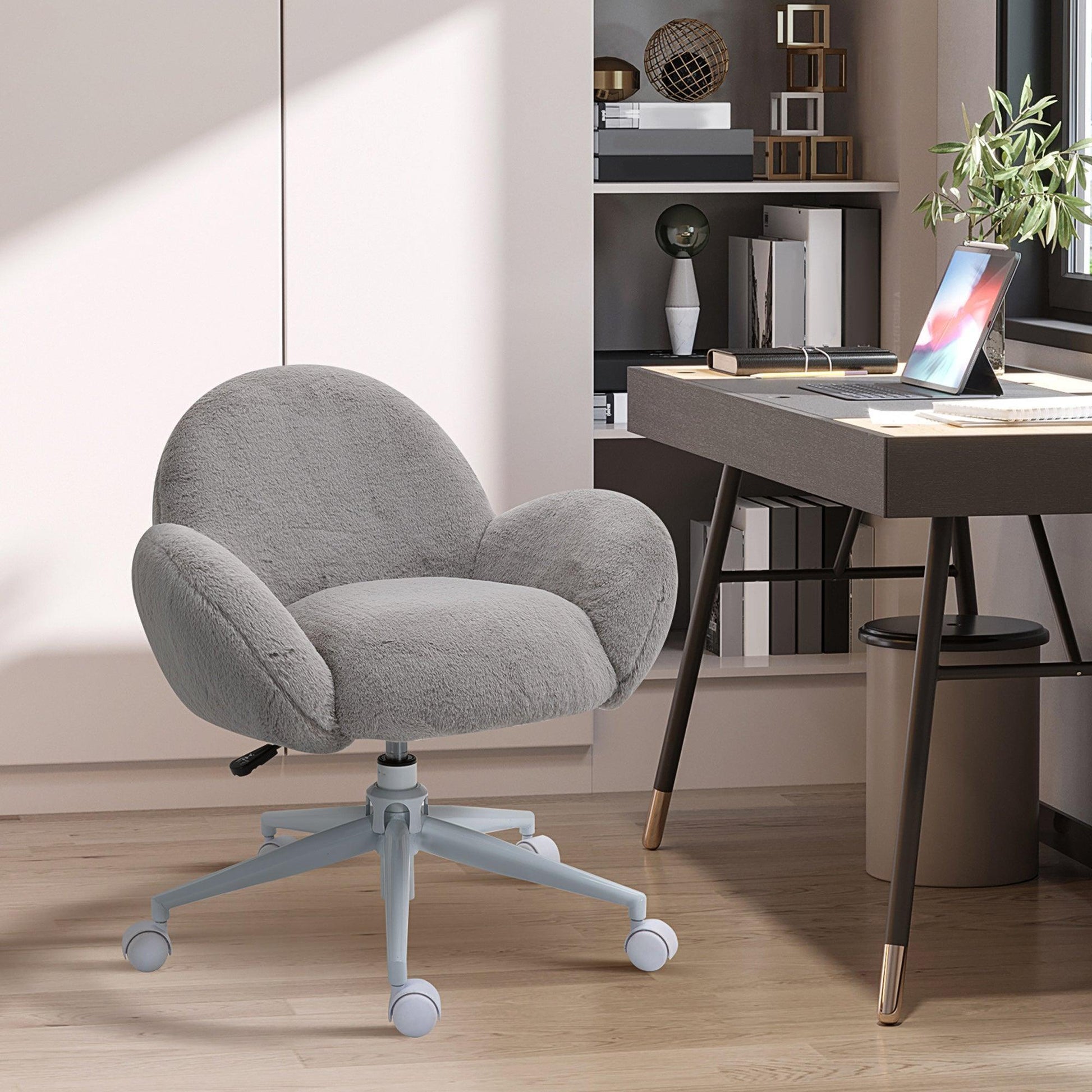 HOMCOM Grey Leisure Office Chair with Wheels - ALL4U RETAILER LTD