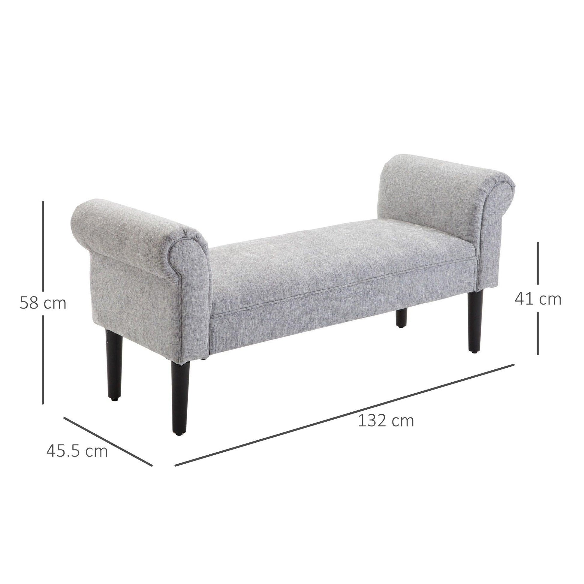 HOMCOM Grey Linen Chaise Lounge Bench - ALL4U RETAILER LTD