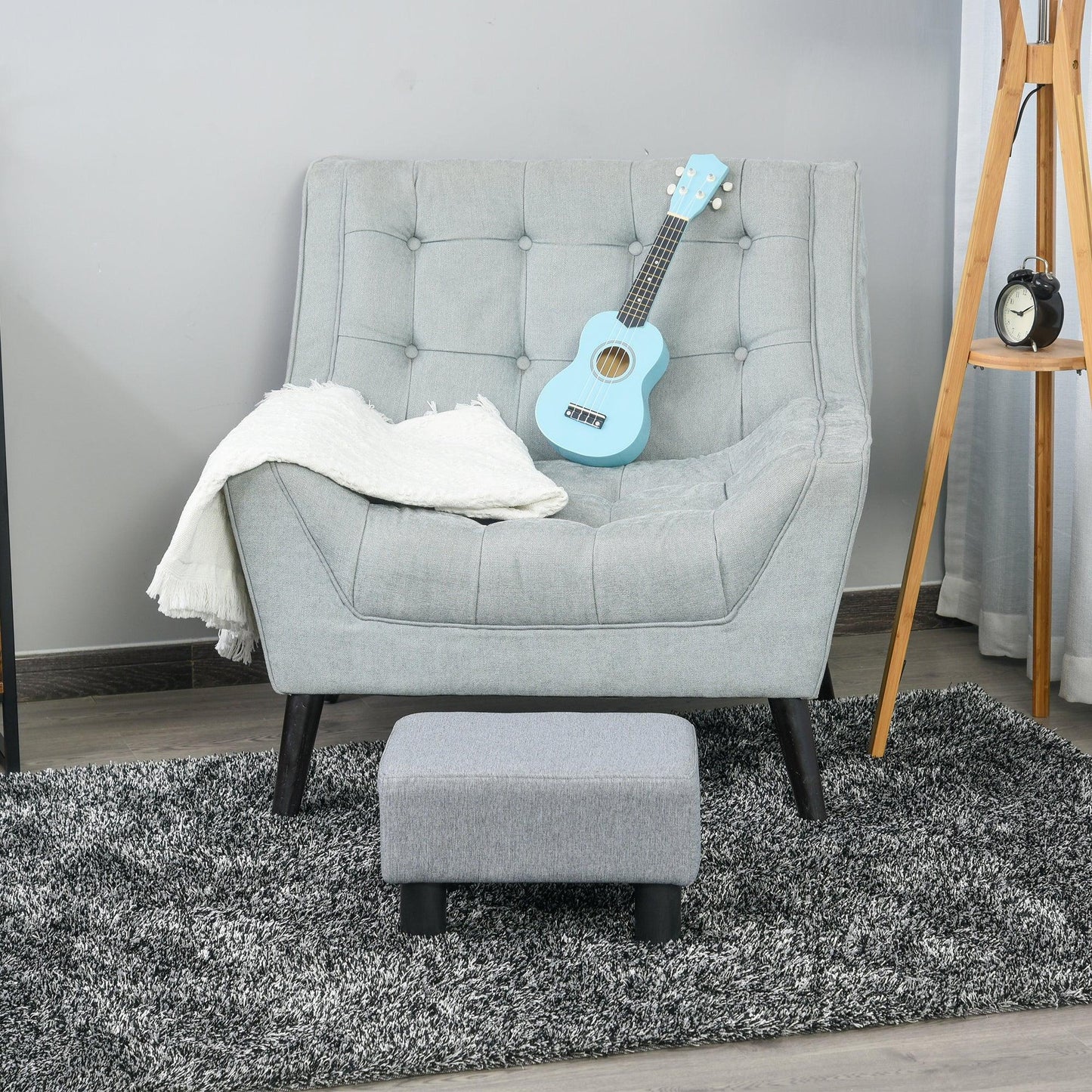 HOMCOM Grey Linen Ottoman Footrest: Simple & Stylish - ALL4U RETAILER LTD